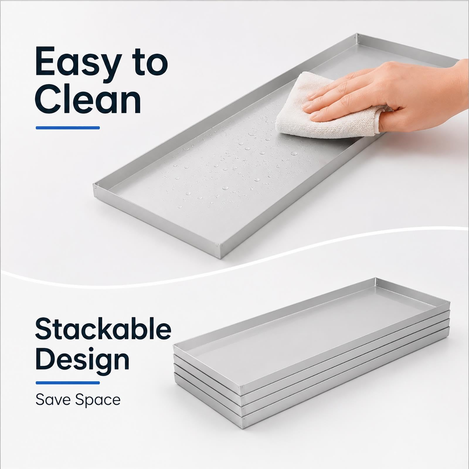 Sottovaso Rettangolare Lungo in Acciaio Inox