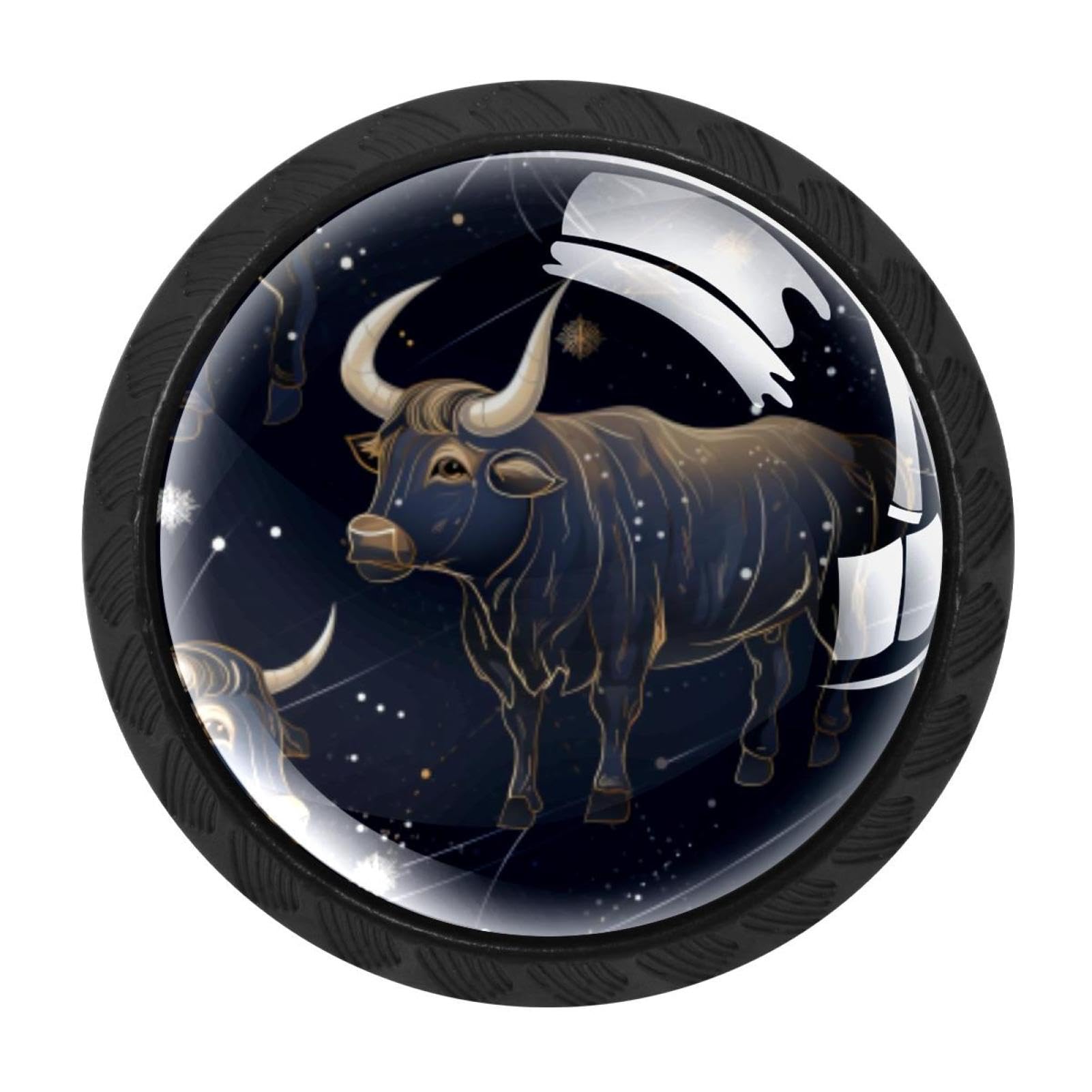 Chenzzzz Multicolored 04 4 Pieces Taurus Kitchen Cabinet Knobs Drawer Knobs Dresser Knobs Black Knobs Drawer Pulls Dresser Drawer Handles Knobs For Dresser Drawers