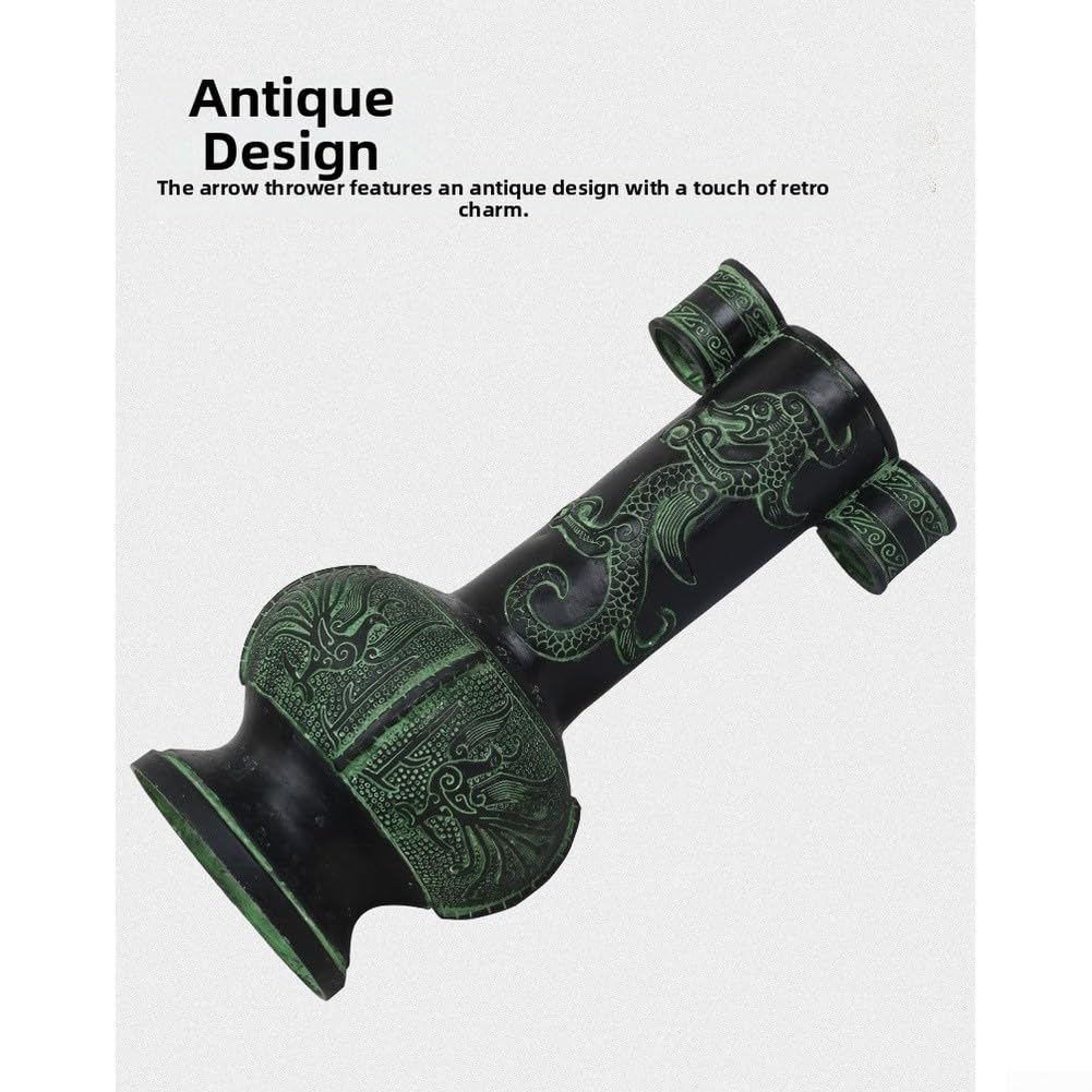 Antike Bronze Drachen Wurfspiel Topf mit Mythischem Vogel - Traditionelles Metall Spiel für Garten und Park - 26,5cm Großes Rasenspiel Zubehör