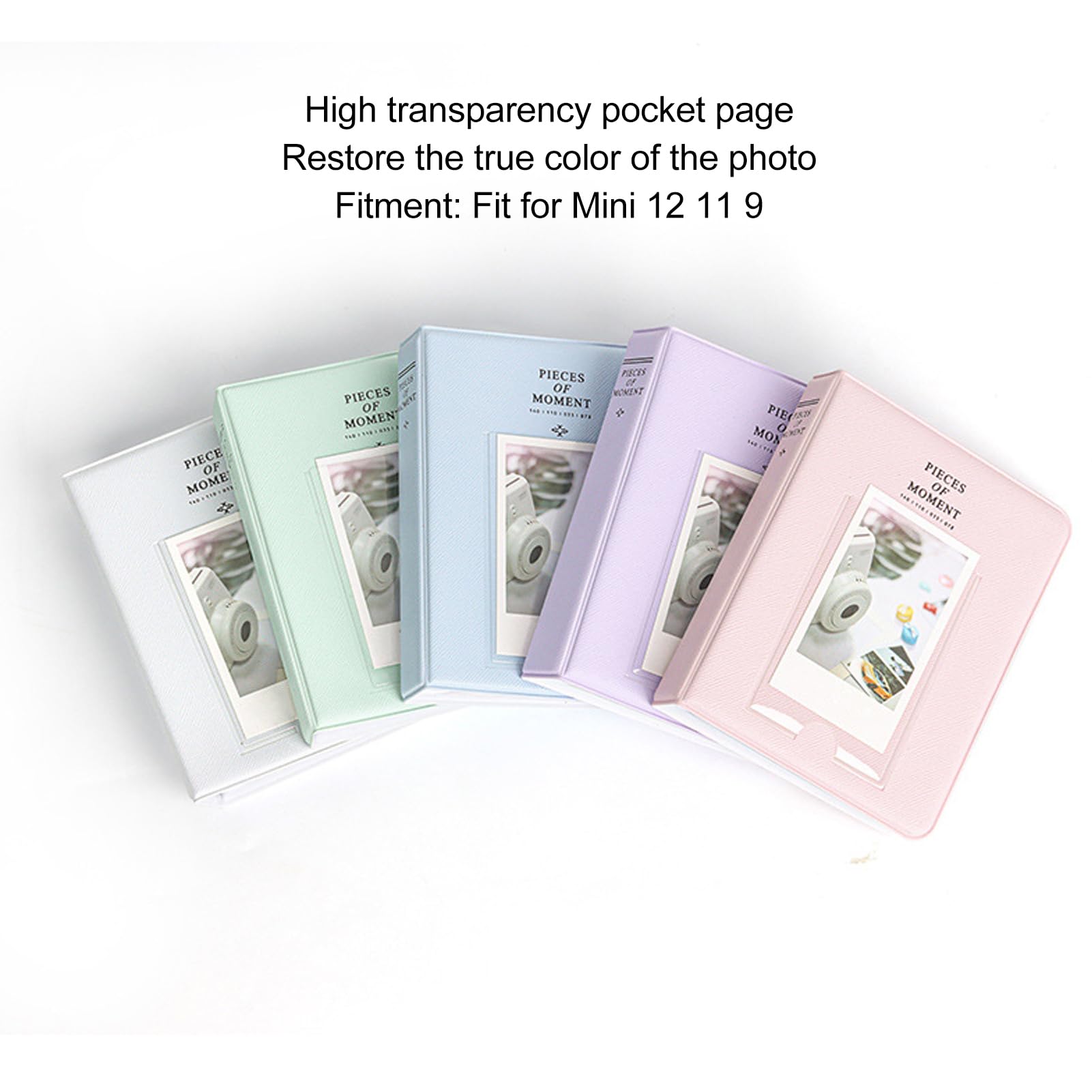Album Fotograficzny, 64 Kieszenie PU Leather Card Binder Album Fotograficzny, Przenośny 3 w Albumie Fotograficznym Kompatybilny z Mini 12 11 9, DIY Okładka Włóż kieszeń (Biały)
