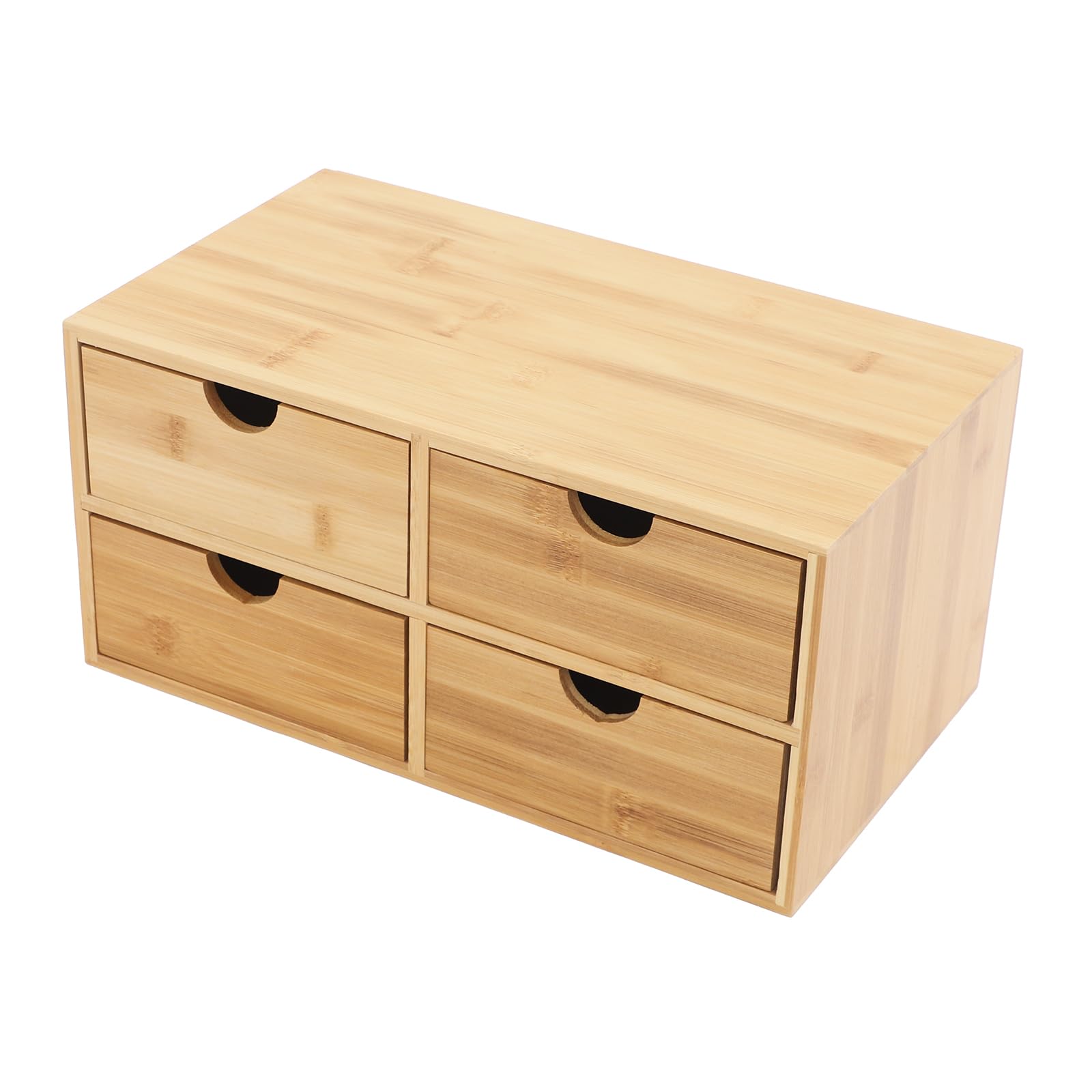 Organizer da scrivania con 4 cassetti, in legno di bambù, organizer da scrivania per riporre cosmetici, libri, lettere, 33 x 19 x 16 cm