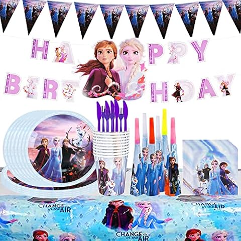 Frozen Birthday Party Set, 69 Pieces Birthday Tableware Kit, Elsa Birthday Party Set, Party Tableware Set, Frozen Birthday Decoration, Frozen Theme Birthday Party Supplies Cover