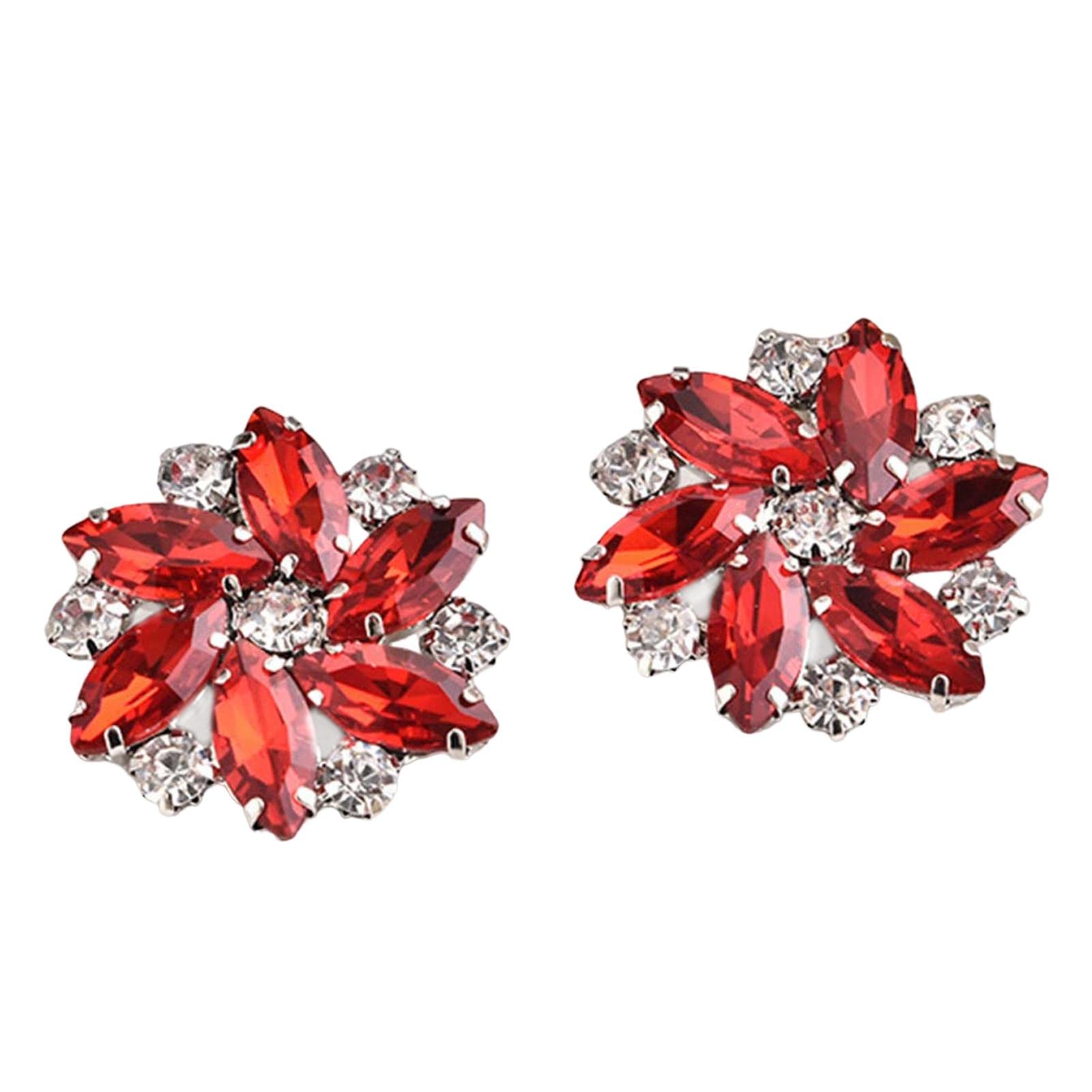 F Fityle 2Pcs Elegant Rhinestone Clips s Jewelry Decoration Crystal Buckle Heels Diamond for Brooches Flat Boots, Red — view 3
