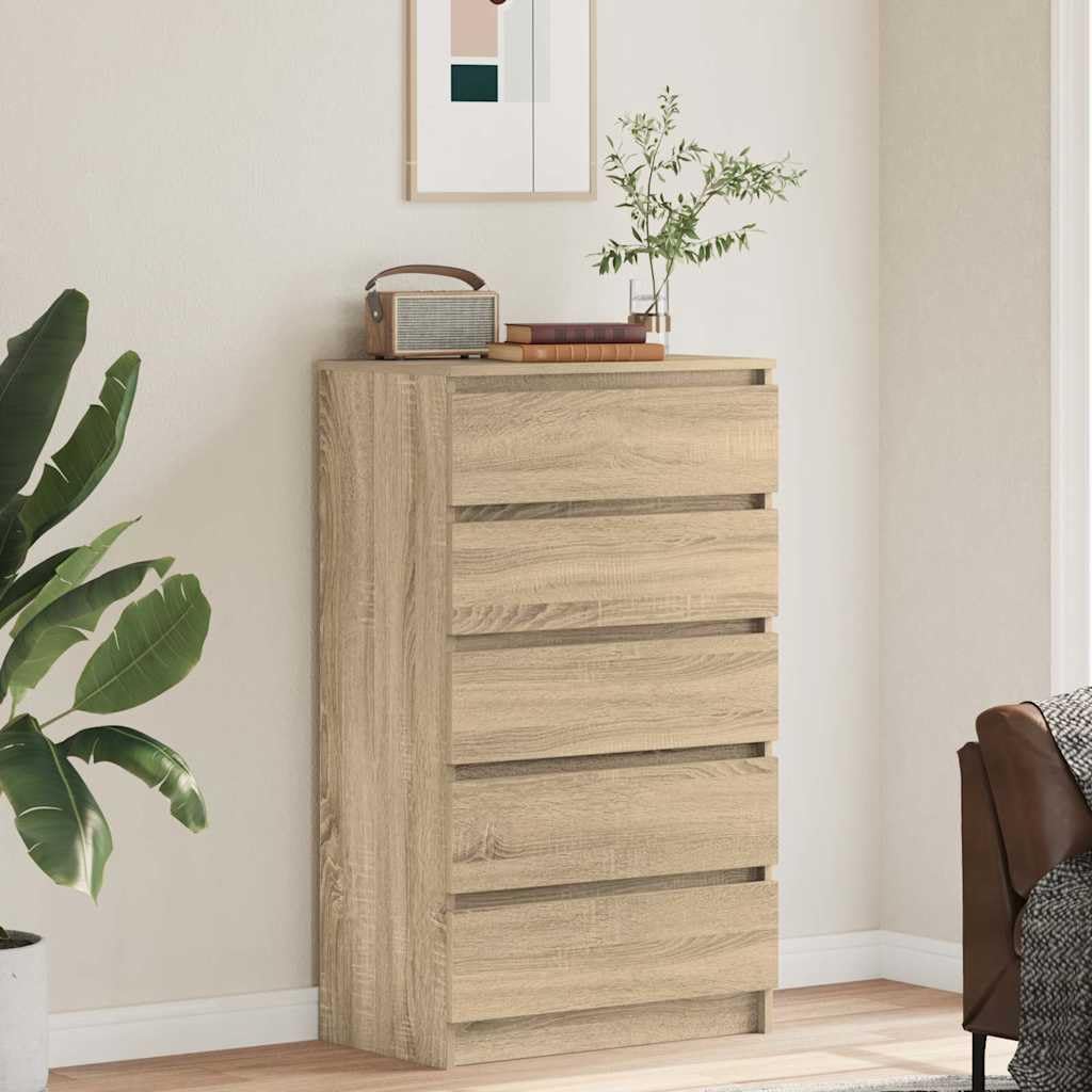 vidaXL Cassettiera Rovere Sonoma 60x36x103 cm in Legno Multistrato