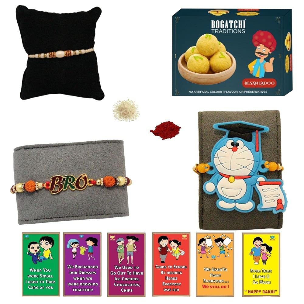 BOGATCHI rakhi for brother with sweets, rakhi for brother combo with sweets, rakhi with sweet combo, sweets for rakhi, rakhi sweets -Besan Ladoo + Rakhi Set of 2 +Roli Chawal+ Rakhi Card |RKH21d-111-image-19