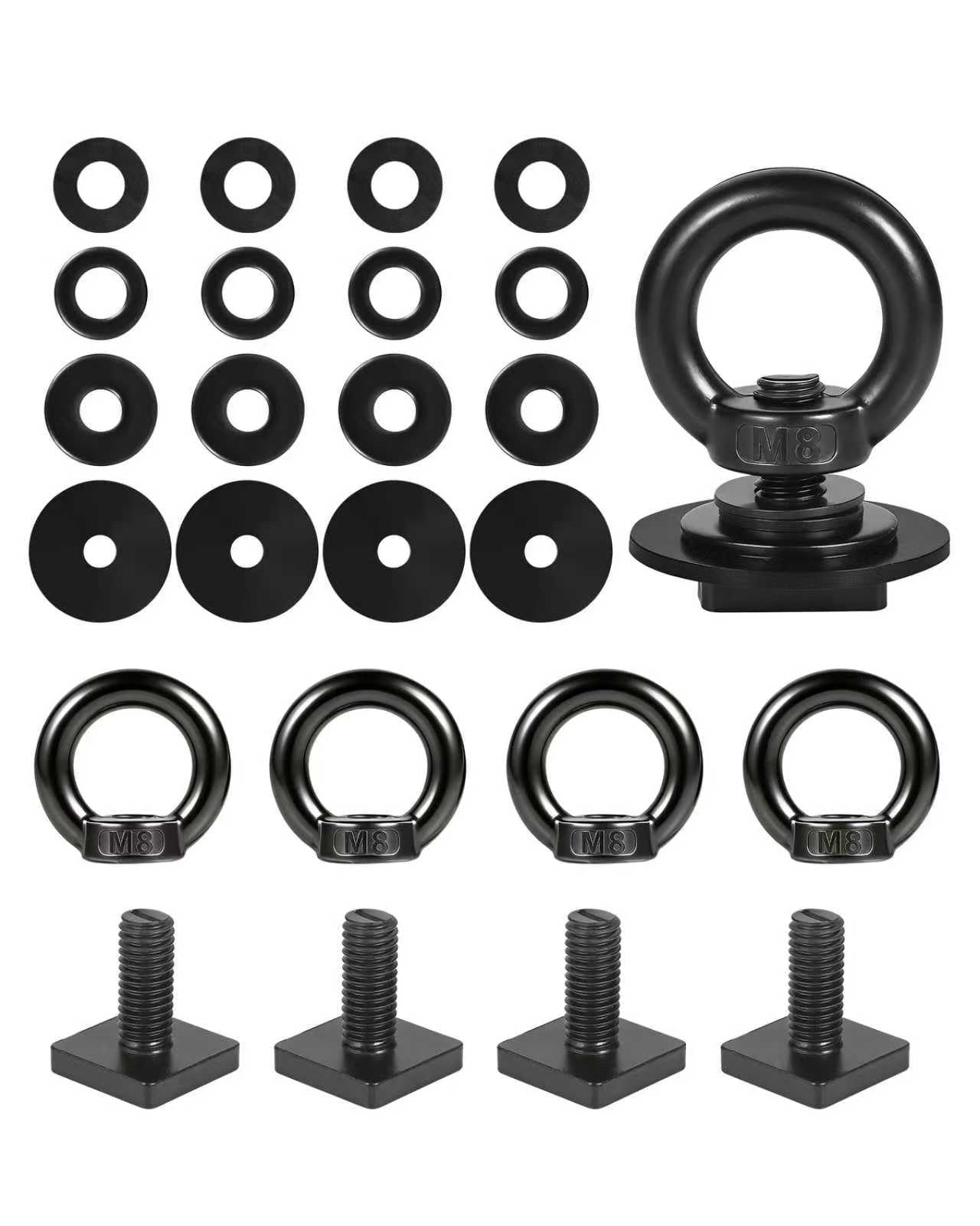 T Track Mount Tie Down Anchor for Roof Rack, M8 Heavy Duty Ring Shaped Eye Bolt, Stainless Steel T Bolt Eye Nut Tie Down Rings for Holding Bungee Cord