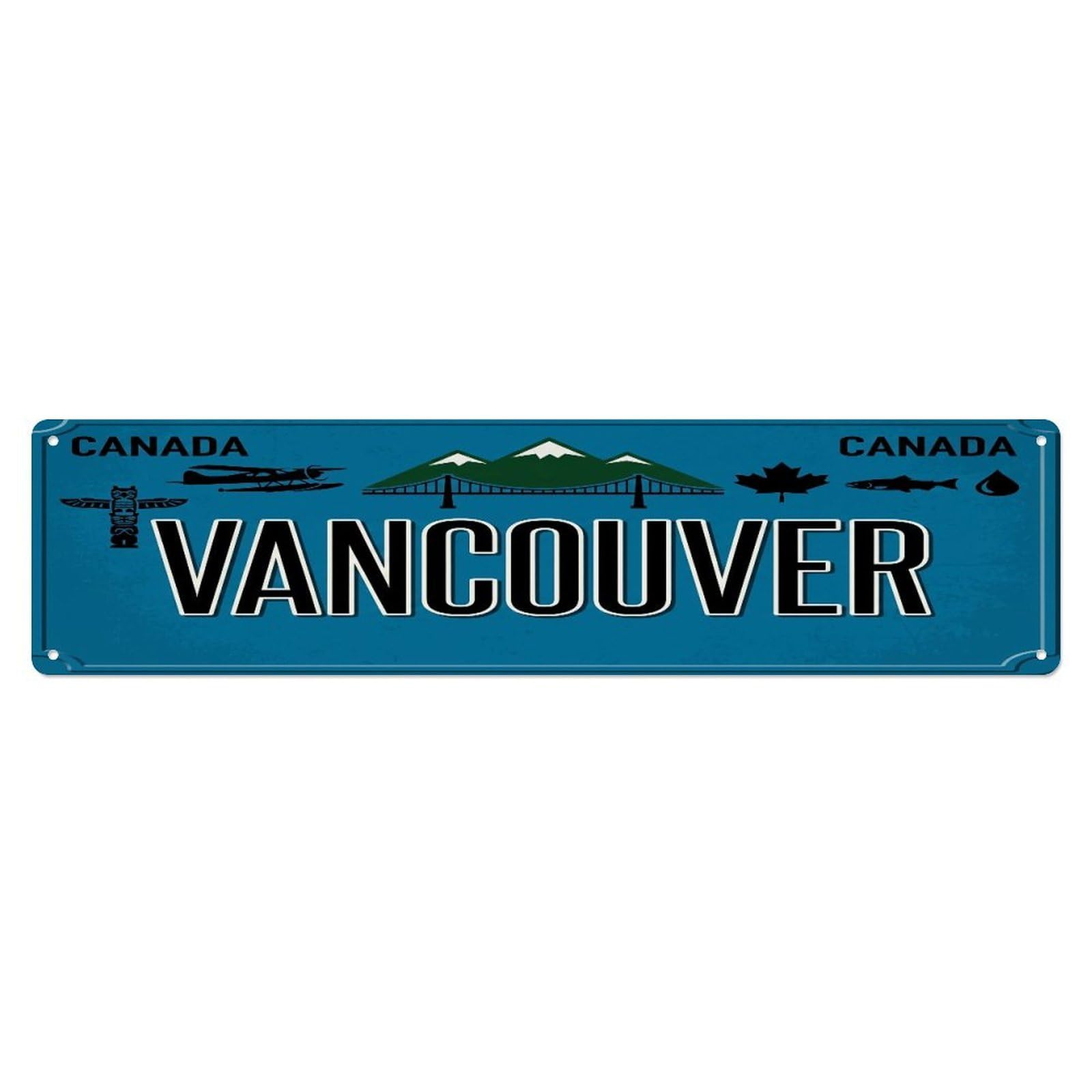 Tgrcjimh Style Metal Tin Sign Vintage Travel Vancouver Canada Mountain Harbor