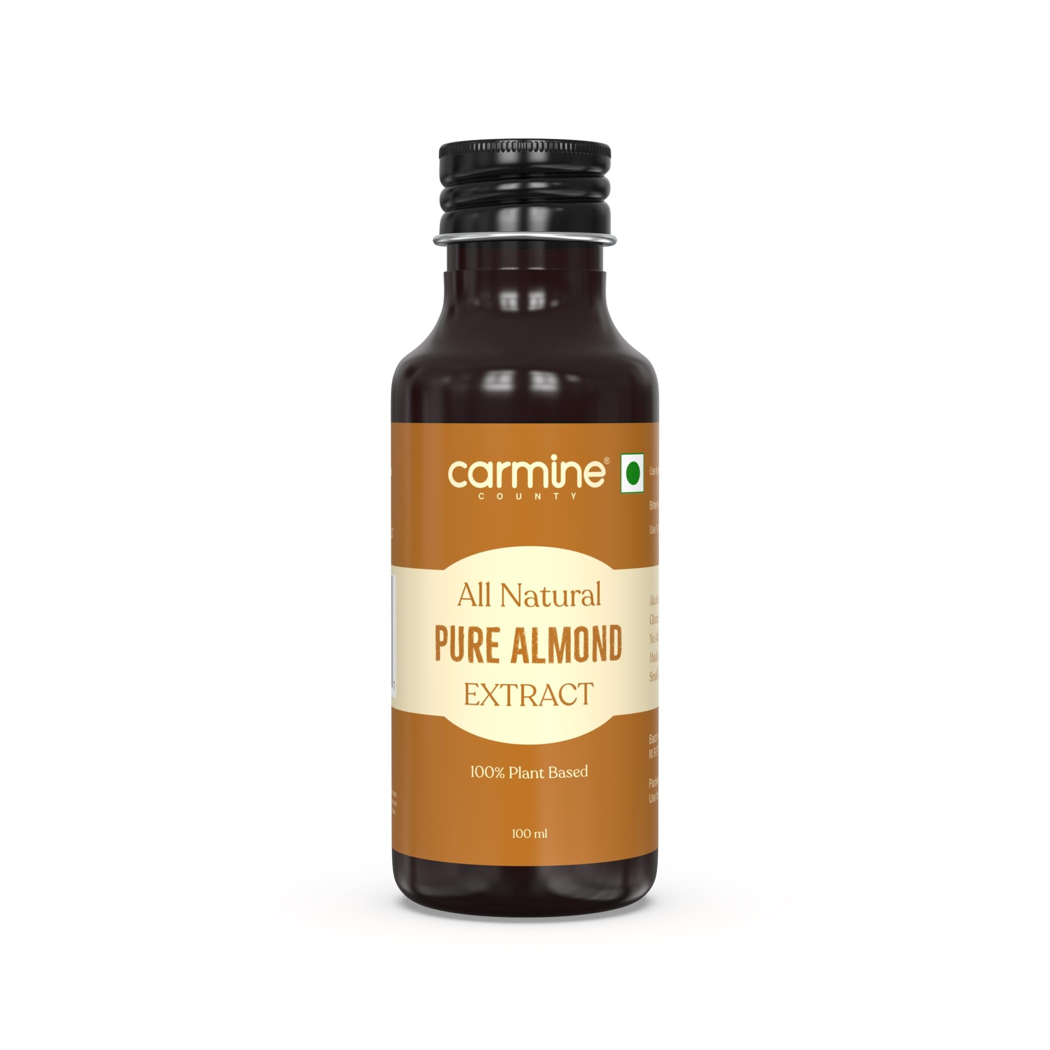 Carmine County All Natural Pure Almond Extract, 100ml – 100% Pure & Authentic Flavor for Baking, Cooking & Beverages