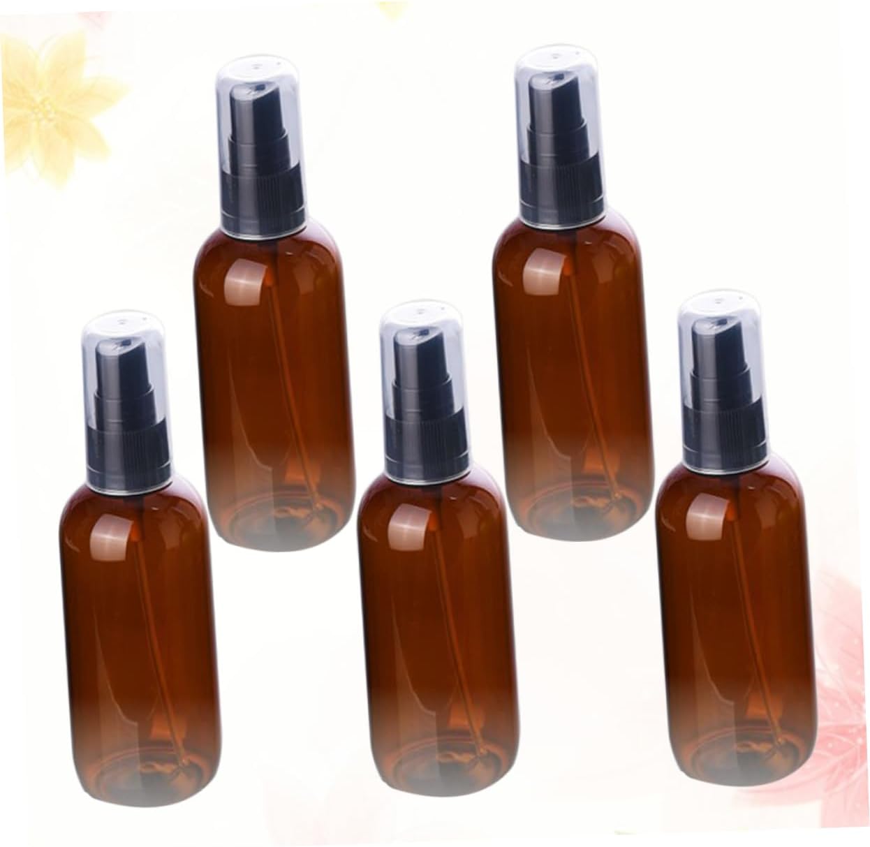 MERRYHAPY 5 Pack 50ml PET Plastic Spray Bottles with Cap Refillable Brown image 5
