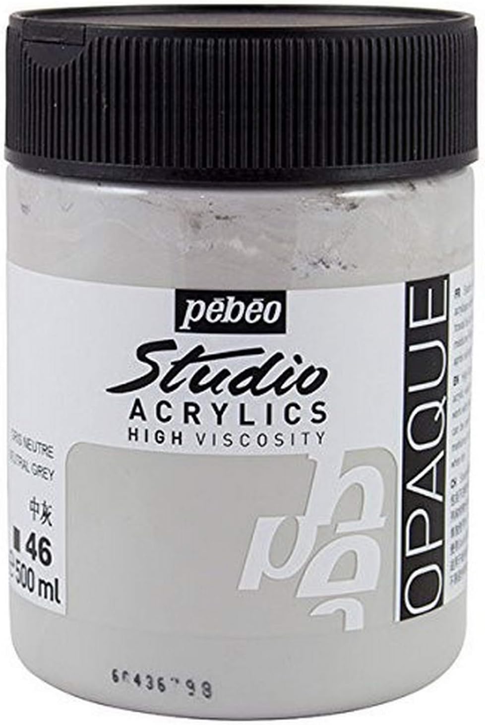Pebeo Studio Acrylics HV 500 ml Neutral Grey, Jars