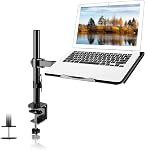 Suptek Single Notebook Desk Mount With Tray for 13-27 Inch Computer Screen, Fully Adjustable Arm for Laptop up to 17'', Weight up to 15.6 lbs