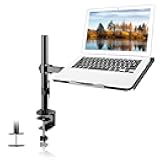 Suptek Single Laptop Notebook Desk Mount with Tray for 13-27 inch Computer Screen, Fully Adjustable Laptop Desk Arm for Notebook up to 17’’, Weight up to 15.6 lbs