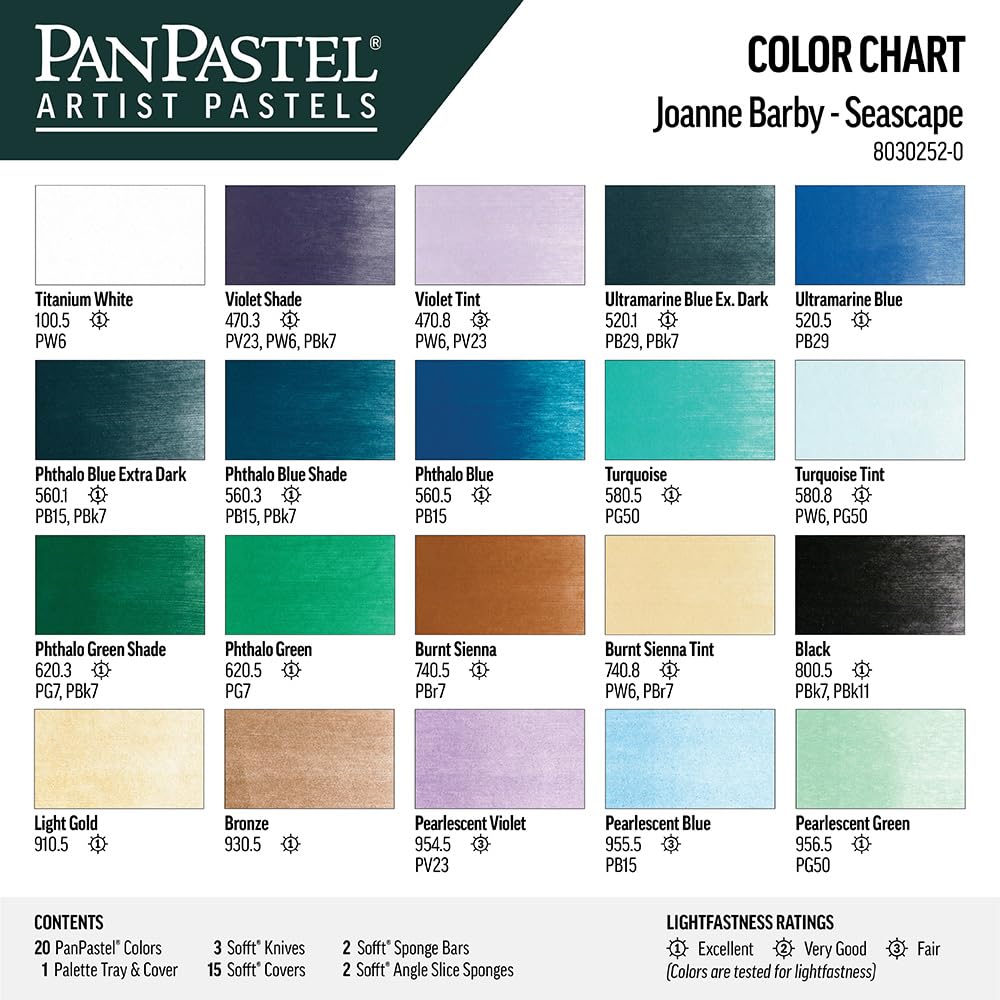 PanPastel Colorfin Künstlerpastellkreide, 20 Farben, Joanne Barby Meereslandschaft Malset (30252)