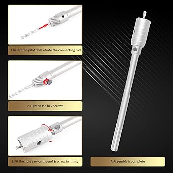 Set Carotatrice A Tazza 9 Pezzi - Diametri 30-100mm, Per Cemento E Muratura, Punte SDS Plus/Max, Con Valigetta