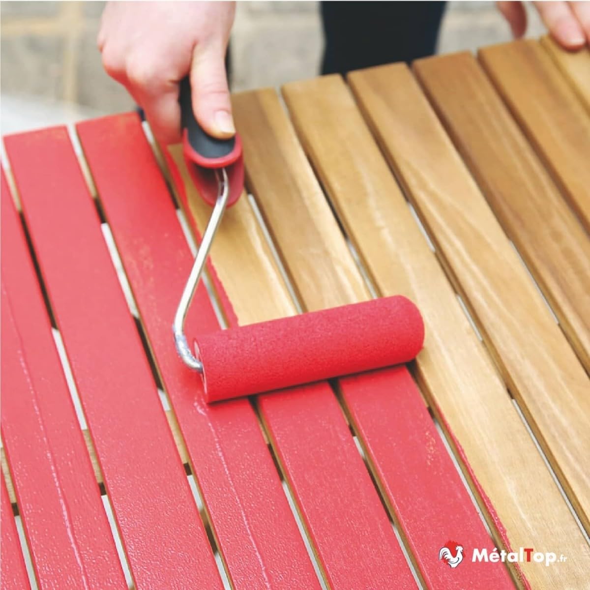 Metaltop - Peinture Bois Exterieur - Noir signalisation - RAL 9017-1 L - Finition brillante, haute résistance UV et intempéries, application facile