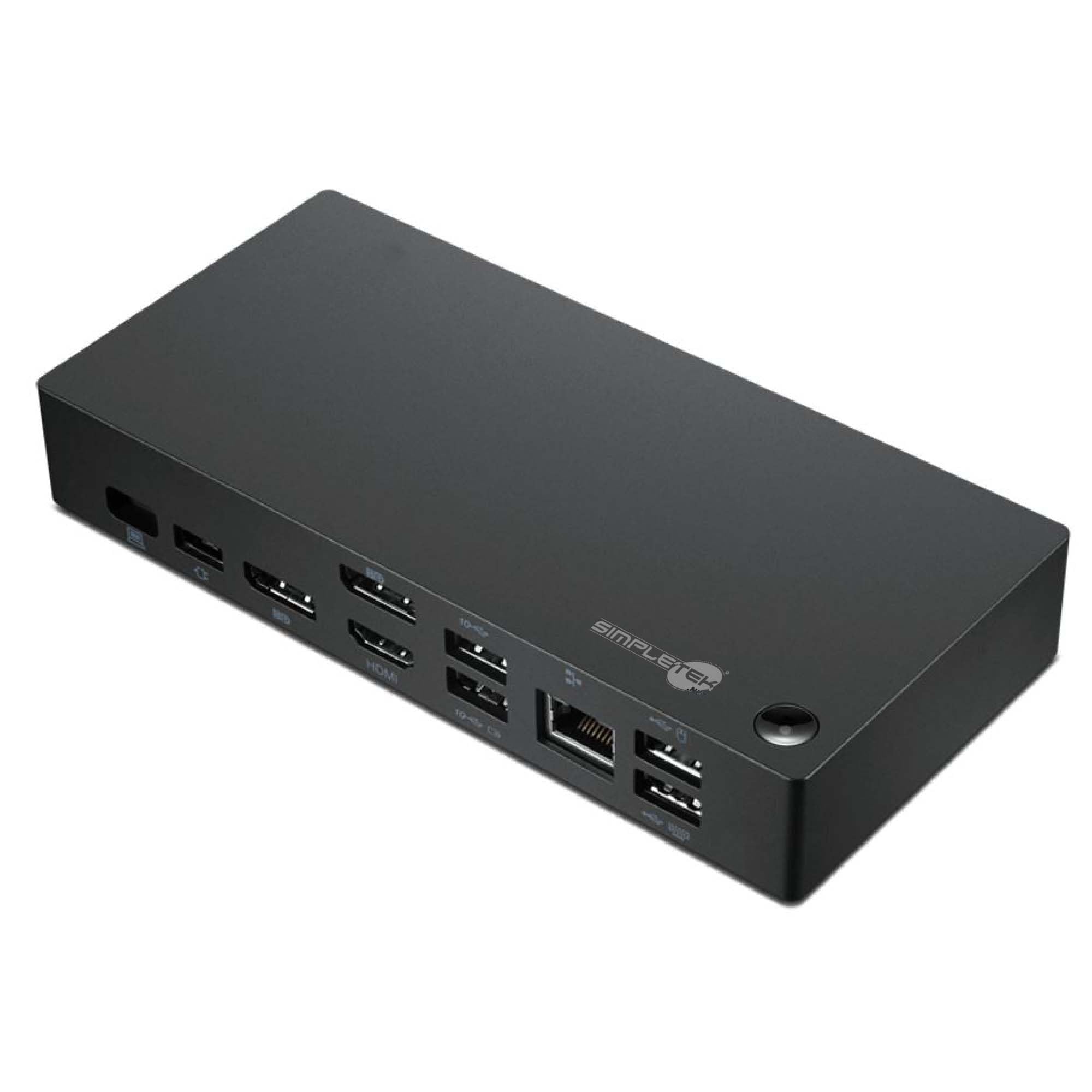 SIMPLETEK Stacja dokująca Thunderbolt USB-C, 2 x DisplayPort + HDMI 4K 60 Hz, Gigabit LAN, 6 x USB, zasilanie 90 W, zasilacz + kabel (odnowiony)