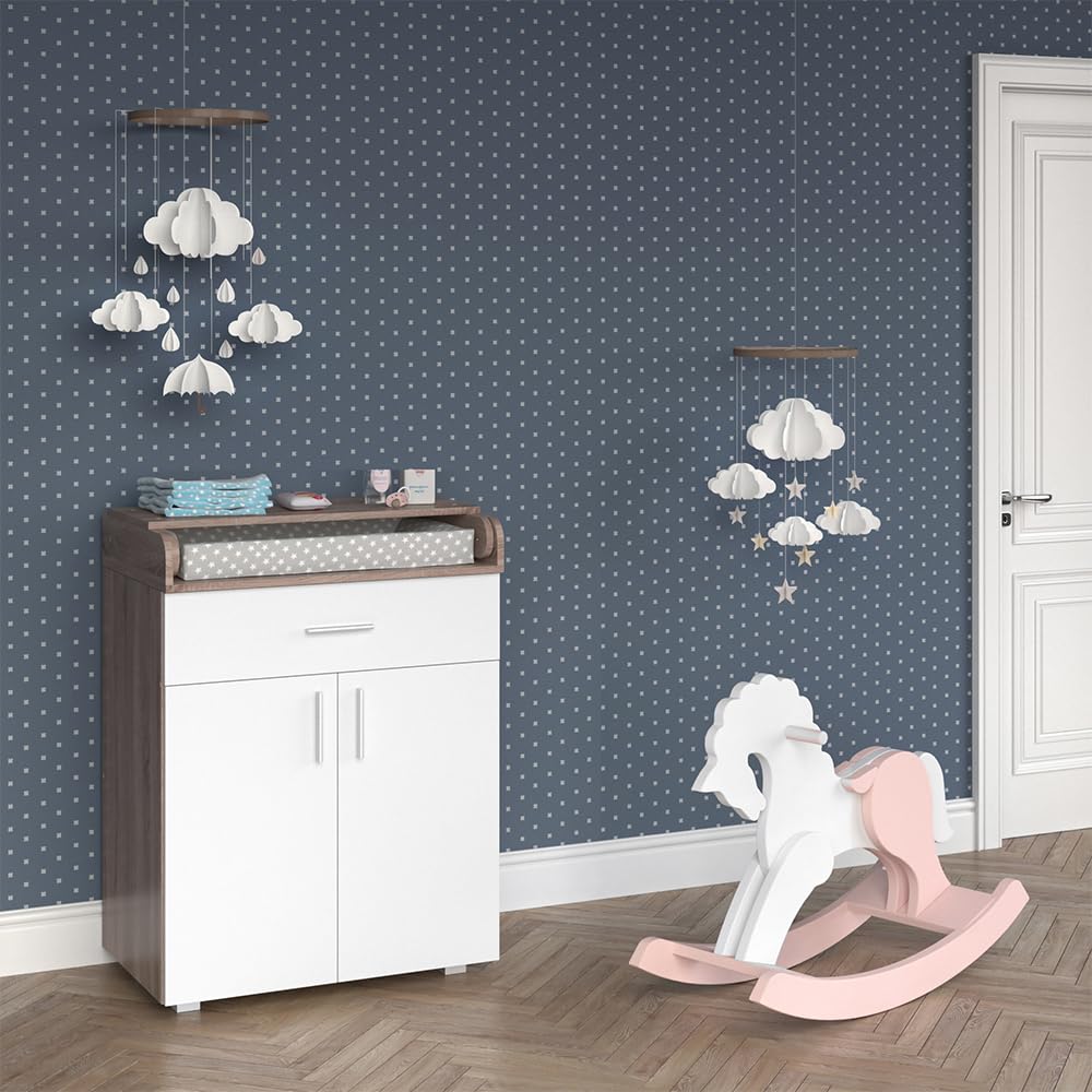 Vicco Fasciatoio Lena, Bianco/Sonoma, 75.2 x 101.5 cm, convertibile in comò normale dopo il periodo del fasciatoio