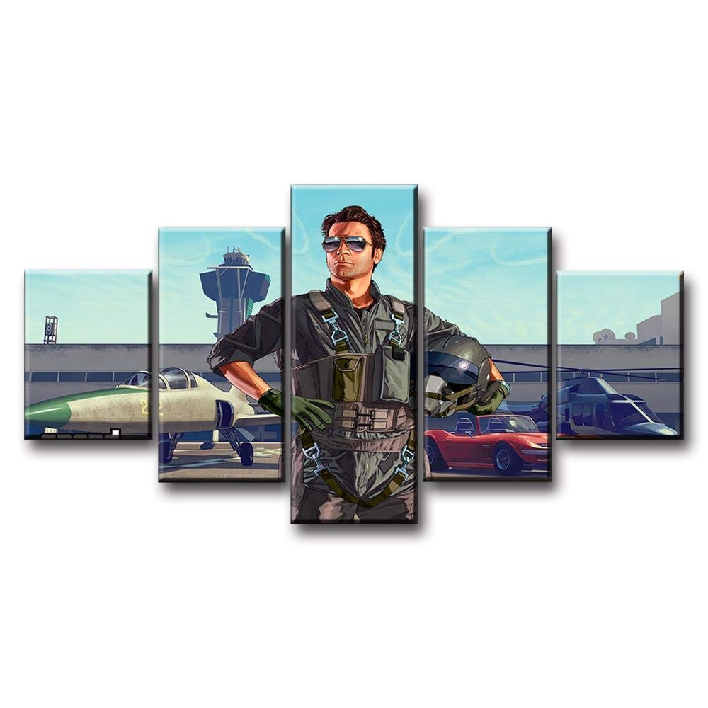 BAOJIAN 5 canvas prints 5 Piece GrandOnline Game Poster HD Cartoon Wall Pictures Poster Painting Canvas Art Paintings 5 Prints on Canvas