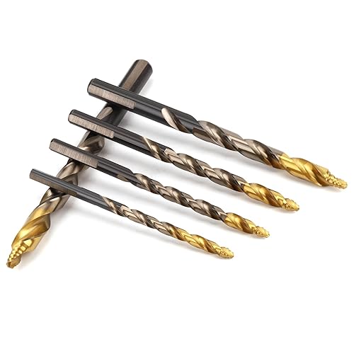 Miniatura 8 de COMOWARE Juego de 29 brocas de punta escalonada, índice de broca de 116 a 12 pulgada, brocas Jobber HSS M2, sin perforaciones previas, recubiertas