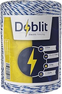 Poly Wire 3mm Electric Fence Wire Conductor Line Electric Fencing Cord - Electrifiable Stainless Steel Strands & UV-Stabilised - Livestock, Gardens & Crop Protection – (6 Strand, 500m)