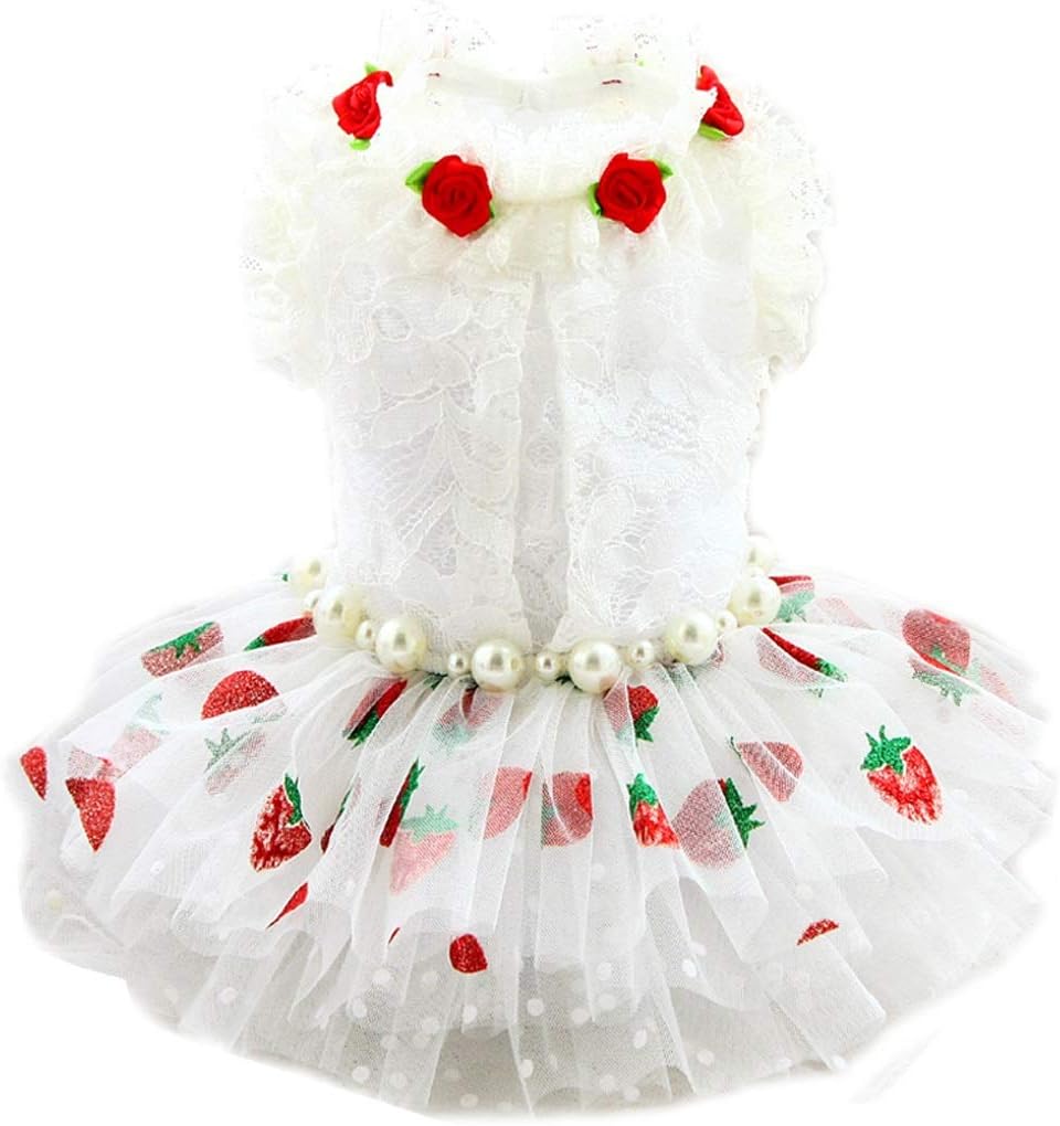 Summer Pet Chihuahua Clothes Pink Purple Lace Dress Skirt Dogs Princess Dresses Wedding Dress for Small Dog Clothing (Size : XX-Large) (Medium)