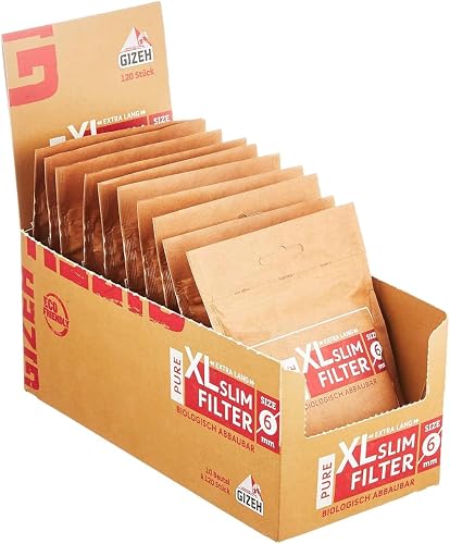 Gizeh Pure XL Slim Filter Ungebleicht Biologisch Abbaubar 6mm 50x 120 (5 Boxen/6