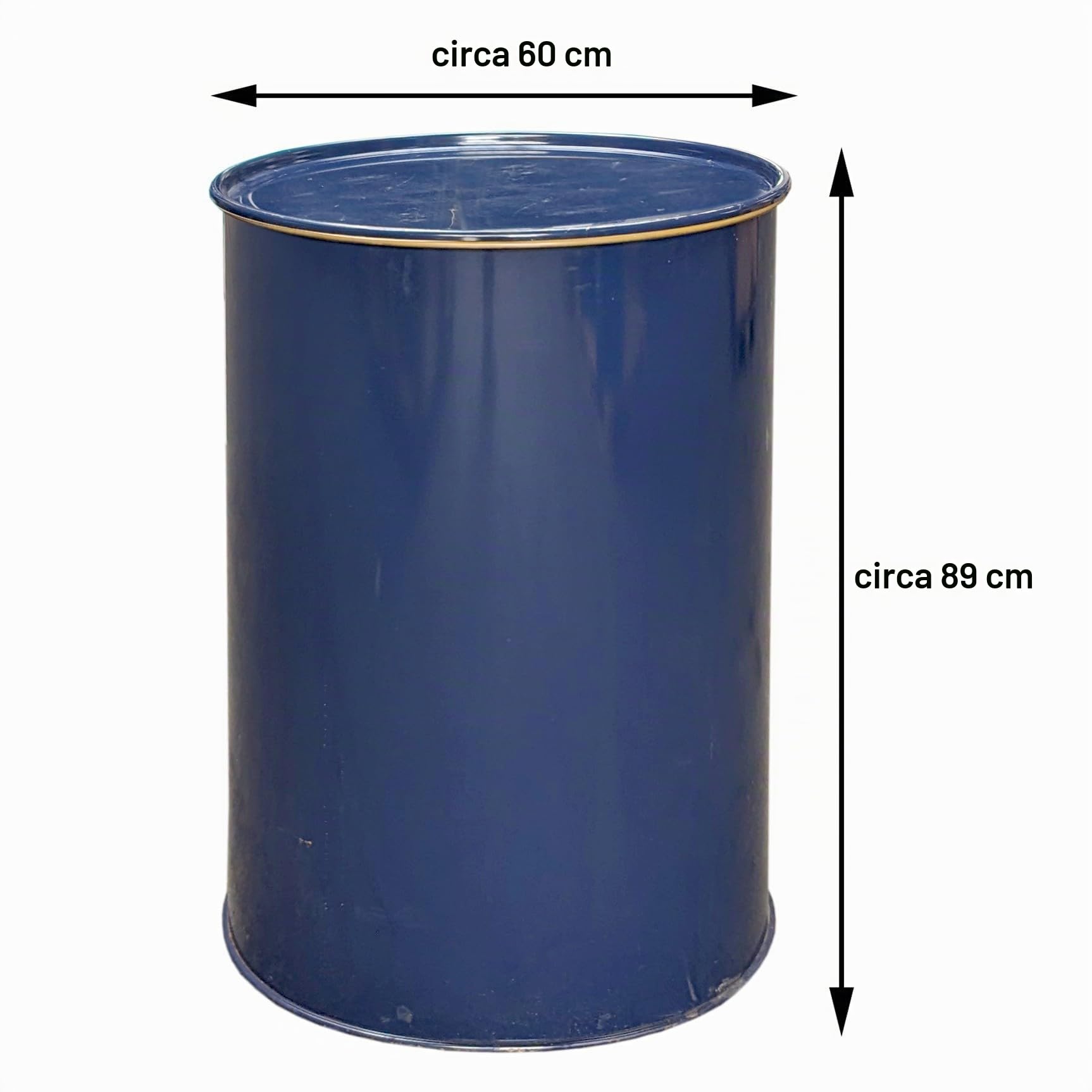 Plasteo® Bidone in metallo da 200 litri con coperchio, barile in acciaio, barile per olio, braciere, contenitore, bidone, barile di latta, tavolino alto, bidone per il fuoco, barile perghetto, blu