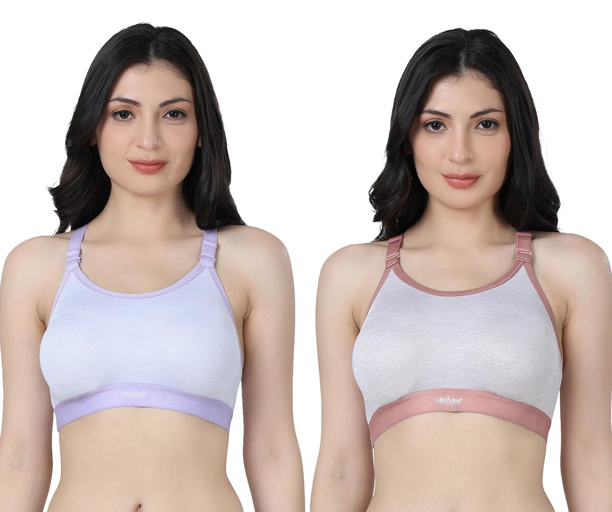 ladyland Women's Cotton Blend Non-Padded Wirefree Sports-Bra Combo-picture-43