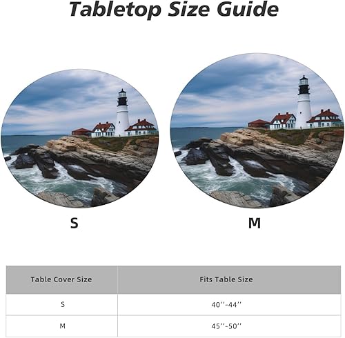 Miniatura 3 de Lighthouse - Mantel redondo con borde elástico, diseño de mar y océano, M-54 pulgadas, fundas decorativas lavables para cocina, comedor, fiestas al