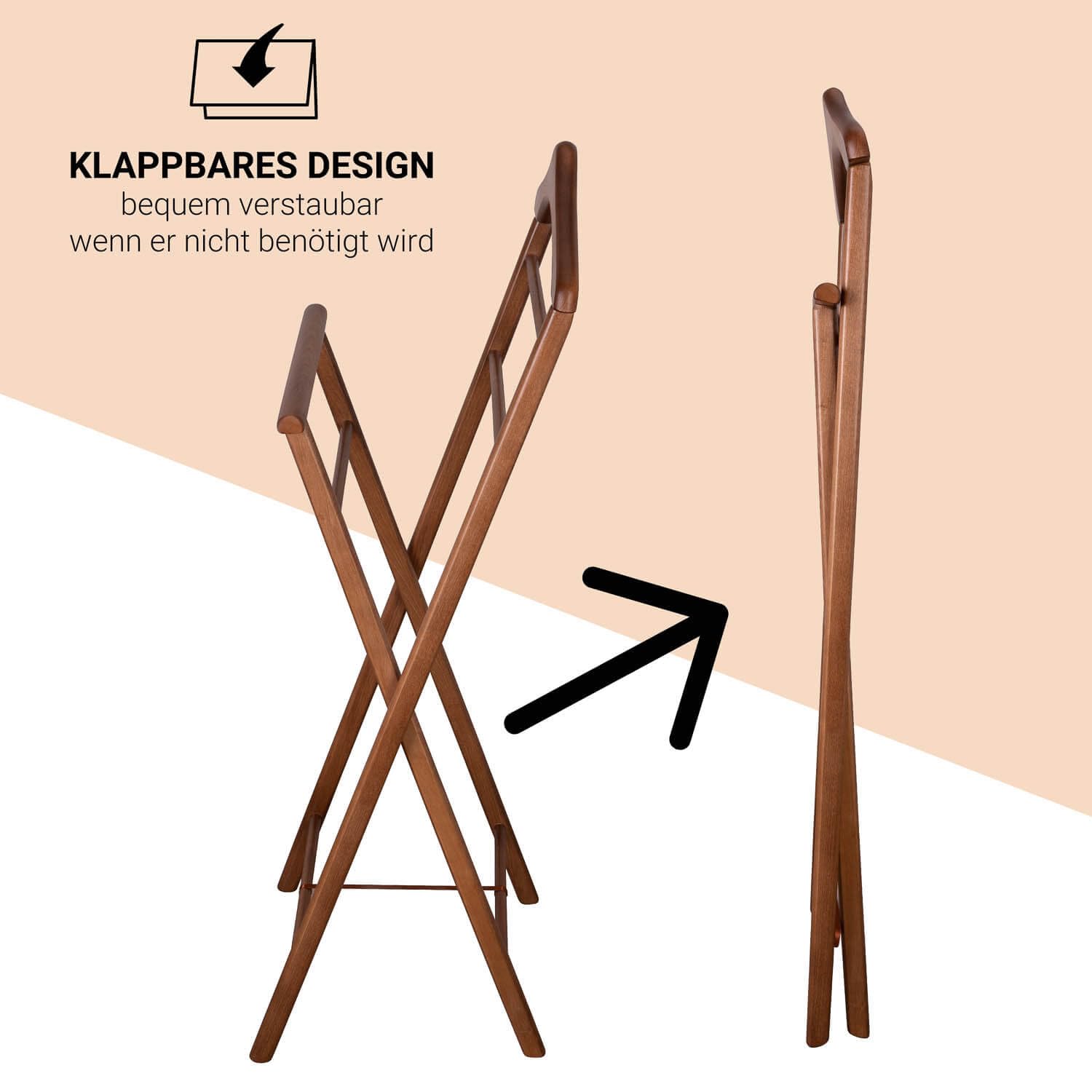 Staboos 2x Herrendiener Kleiderbutler Kleiderständer Stummer Diener aus Holz klappbar und leicht (Nussbaum)