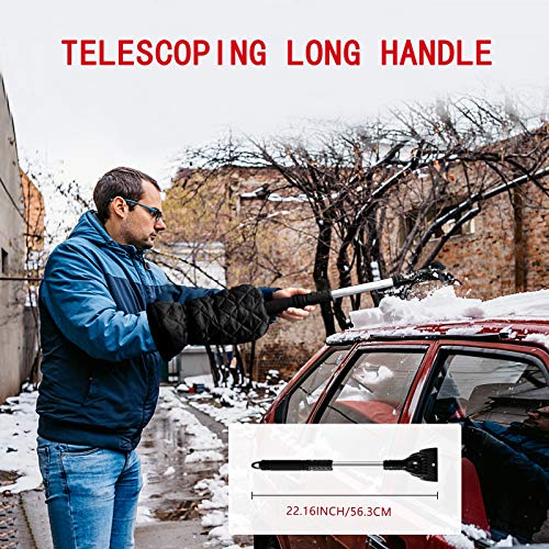Raniaco Today Sale! Ice Scraper Mitt for Car Windshield,NO Cold Warm Snow Scraper with Glove,22\"/56CM Long Extendable Handle for Truck SUV