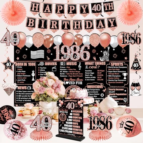 40th Birthday Decorations for Women, Black Rose Gold 25Pcs by Eiurteao - Used condition - Image 6