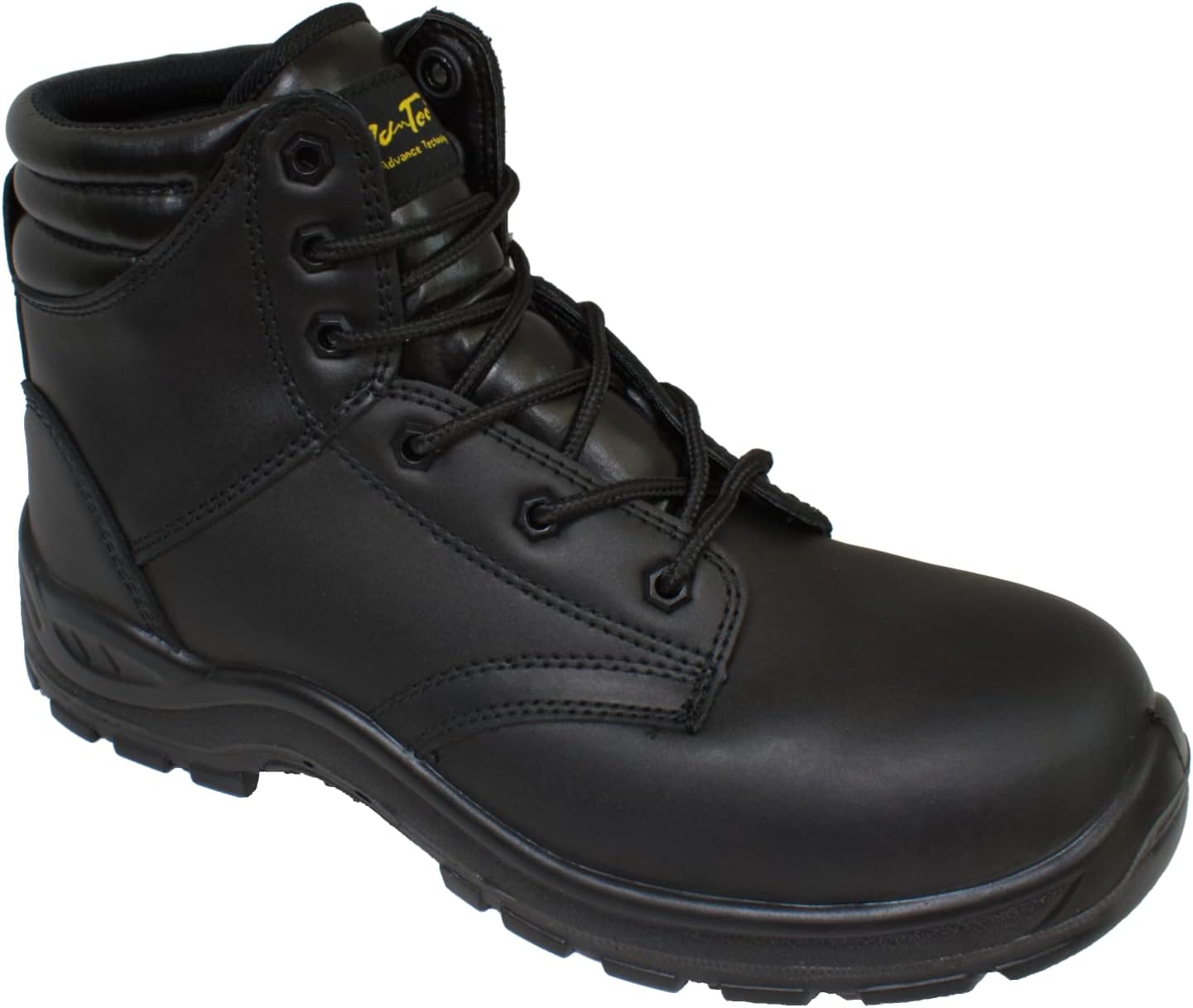 AdTec Men's Ankle Laceup Composite Toe Leather Work Boot, Black | Injection Molded Oil Resistant Outsole & Comfort Padded Collar