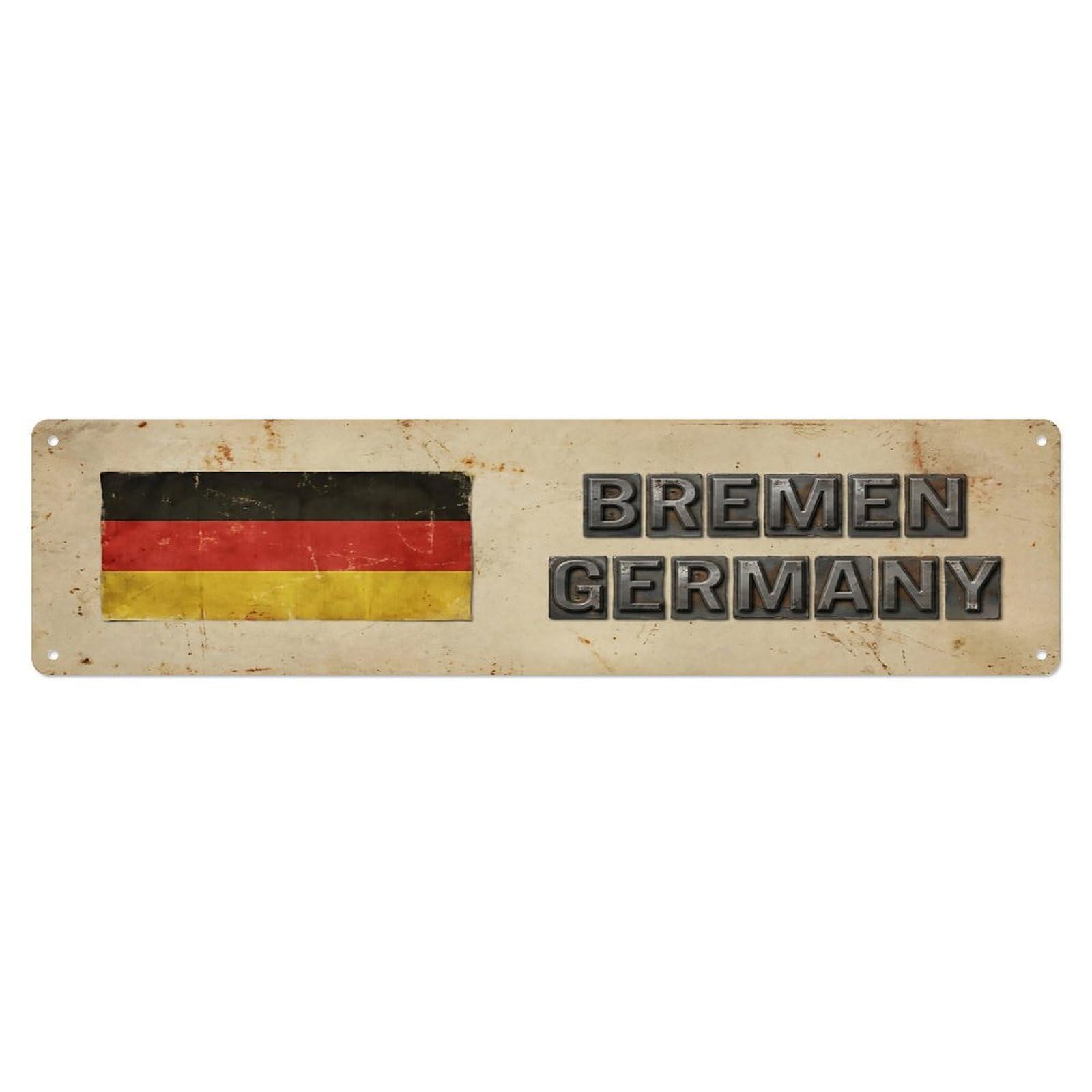 Vintage Bremen Germany Flag Decor Rustic Travel Metal Tin Sign