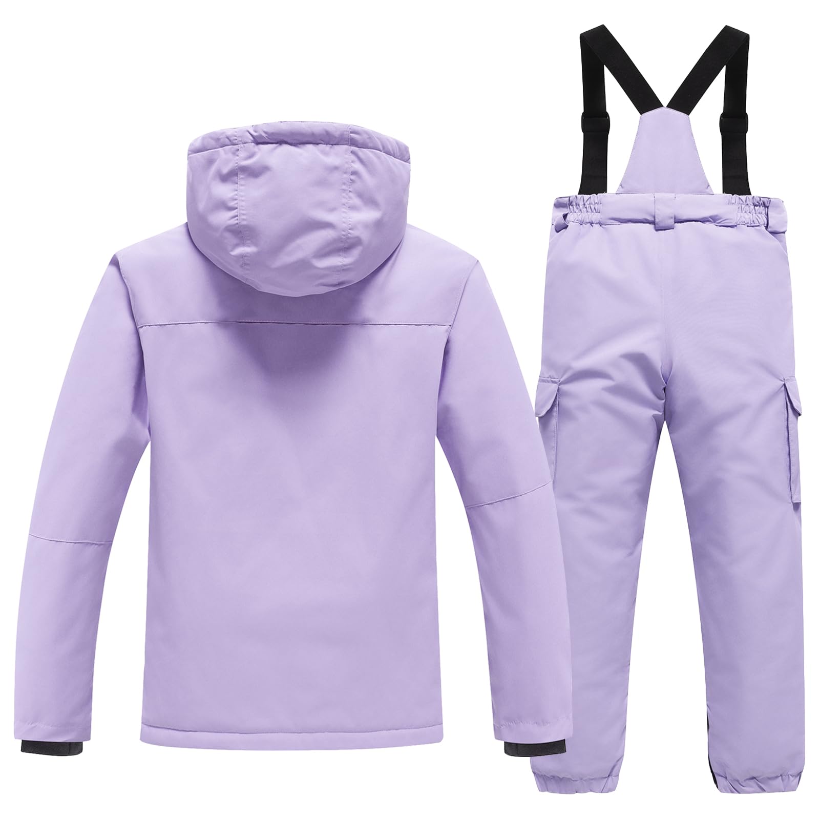 Traje de Esquí Niños Niñas Conjunto de Nieve 2 Piezas Abrigo con Capucha + Pantalón Traje de Nieve a Preuba de Viento Impermeable