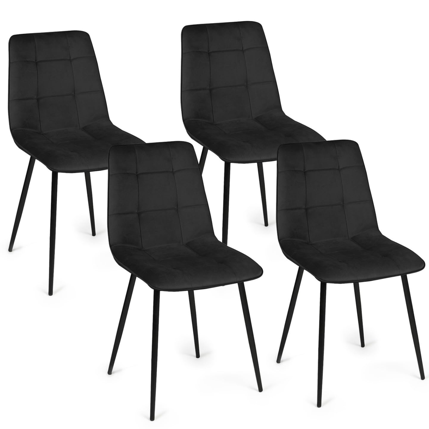 IDMarket - Lot de 4 chaises Mila en Velours Noir pour Salle à Manger