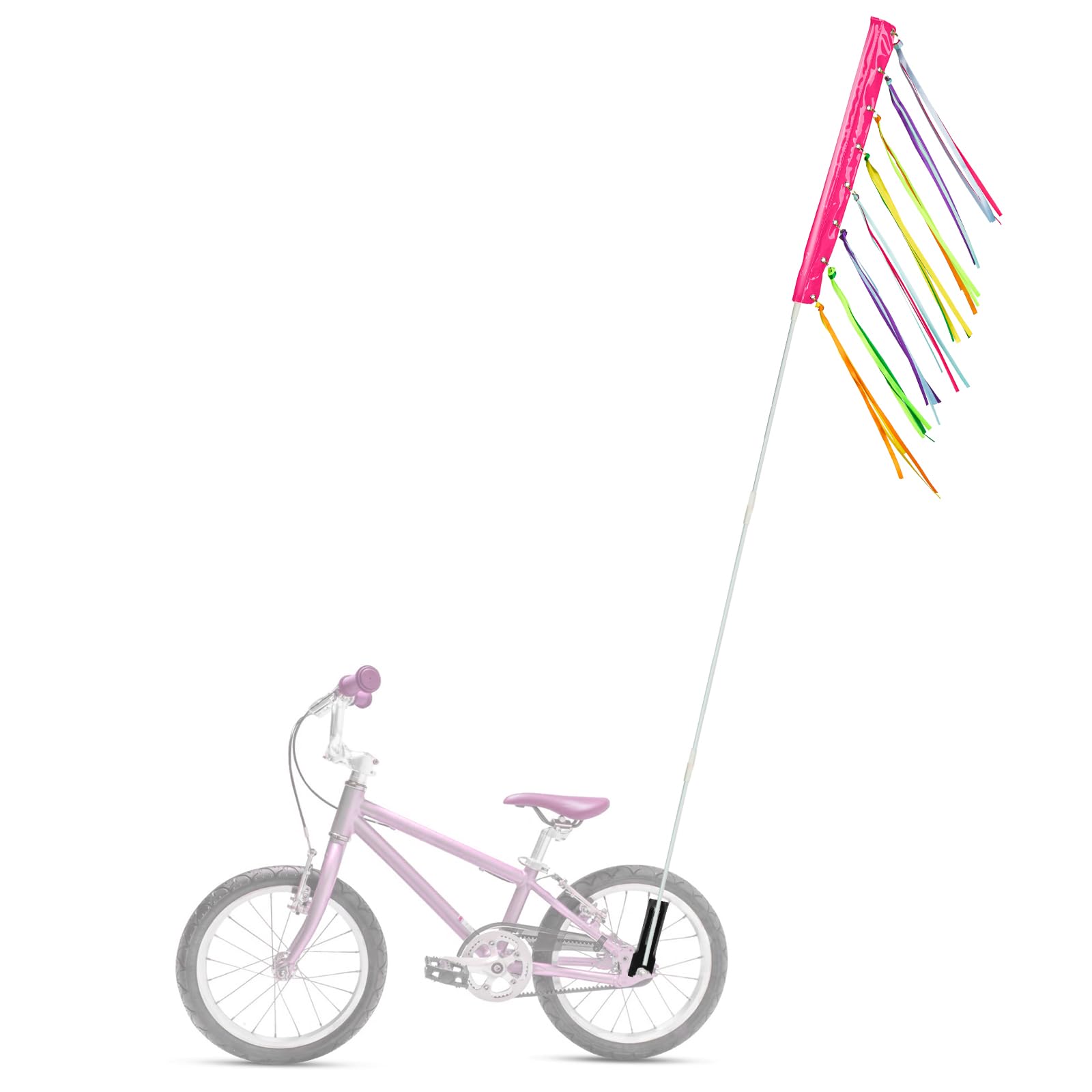 6 ft Bike Flag with Pole for Safety Pink Go Kart Flag for Mobility Scooter Kayak Waterproof Reflective