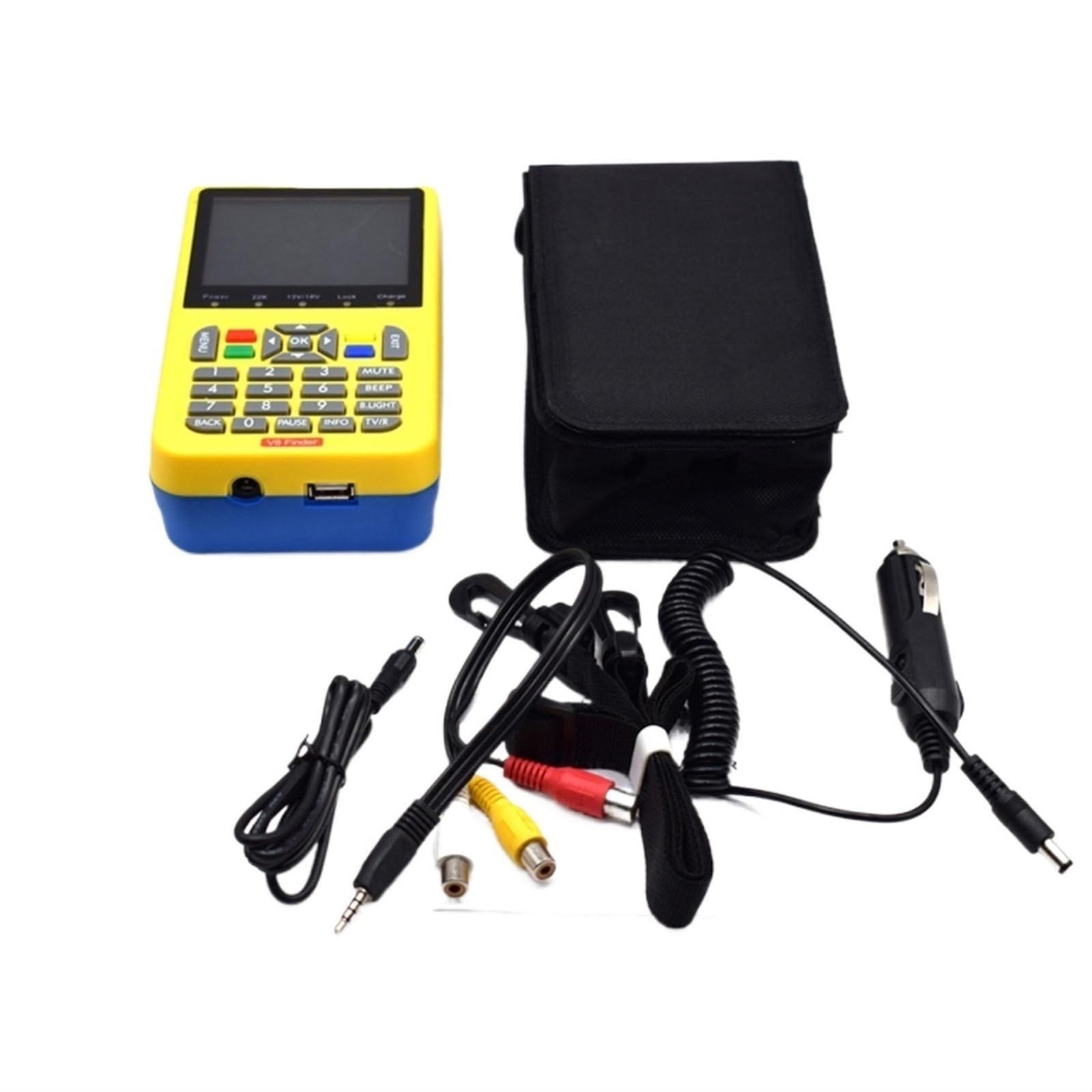Buscador De Satélite LCD 3,5 Pulgadas HD DVB-S/S2 Digital H.264 MPEG-4 DVB S S2 Medidor Full 1080P FTA Satfinder DeteccióN Precisa(Yellow)
