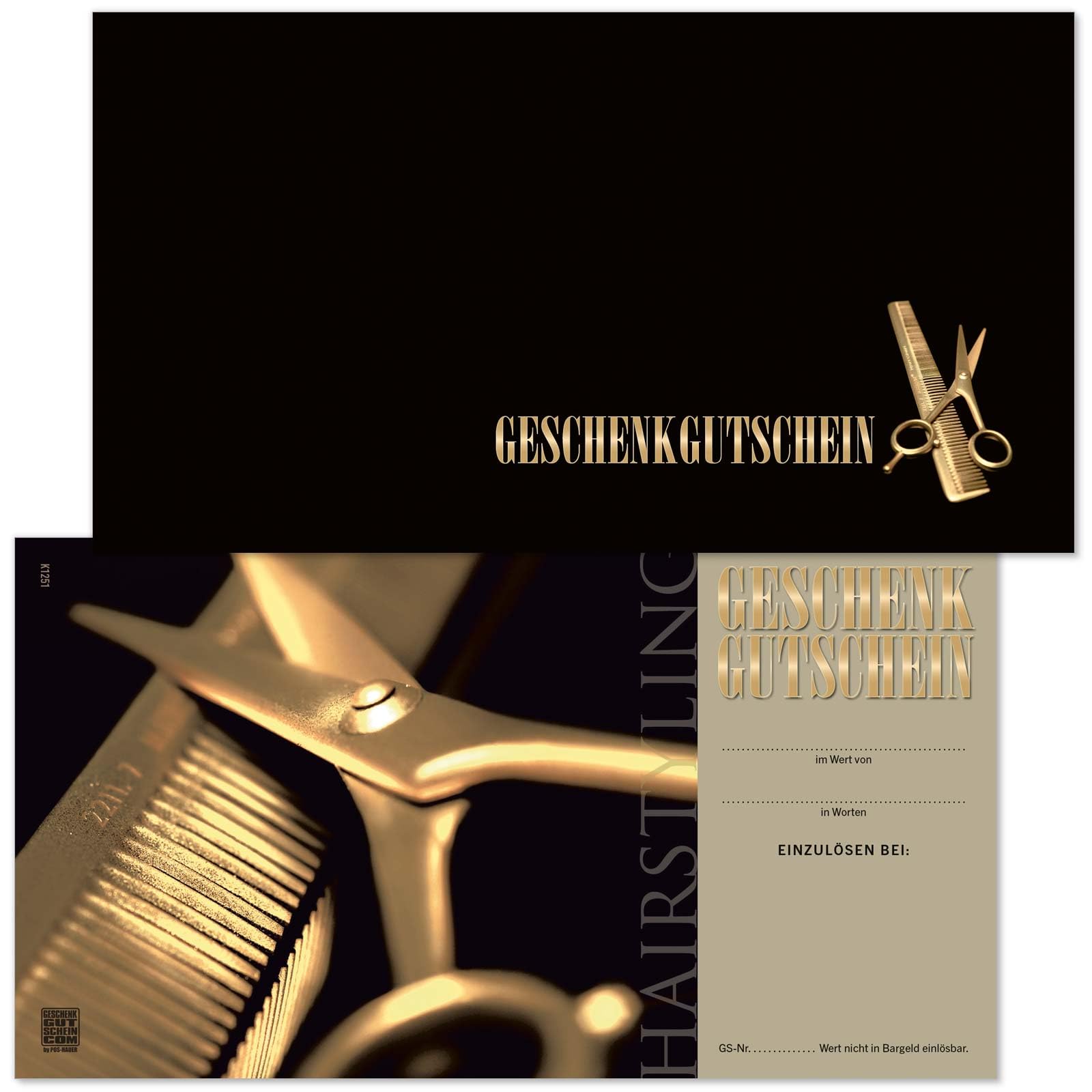 GESCHENKGUTSCHEINcom - 100 Blanko Gutscheine - Formular mit Vordruck für Friseure Friseursalons Coiffeure Firmen K1251-100-V1