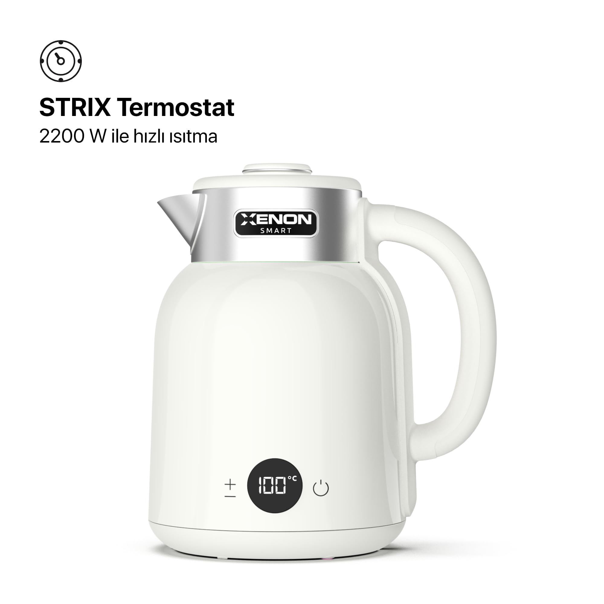 Xenon Smart Akıllı Kettle Paslanmaz Çelik Çift Katmanlı Wi-Fi Mobil Uygulama ile Uzaktan Kontrol Edilebilen Otomatik Kapanma Hızlı Kaynatma Kaçak Akım Korumalı Su Isıtıcı 1.5 Lt (Krem) X7101