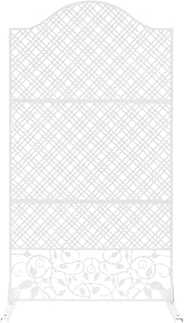 Outdoor Privacy Screen, White, 72" H x 39" W | Metal, Patio Privacy Screen with Stand, Freestanding Privacy Fence Panels for Patio