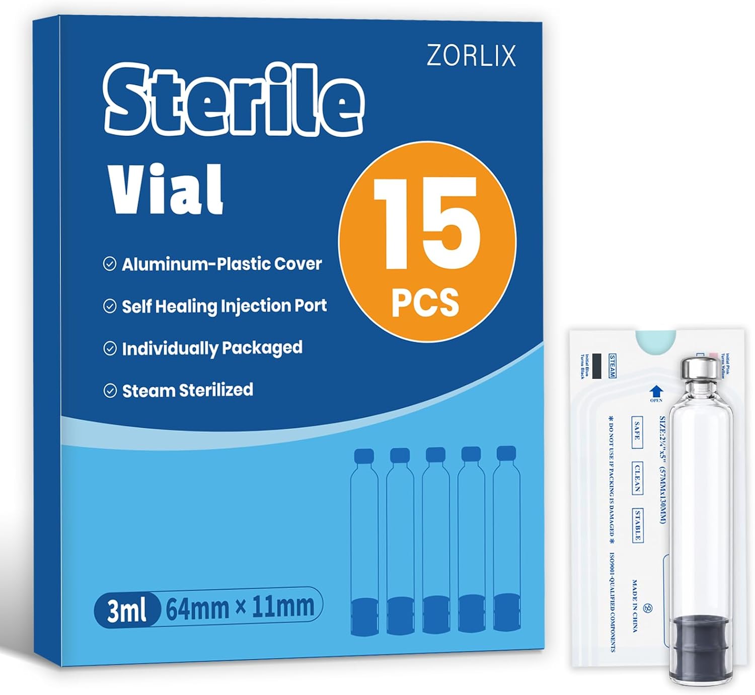 3ml Peptide Pen Cartridge, 3ml Pen Cartridge compatible with V1 & V2 Pens, Individually Wrapped, 15 Pack