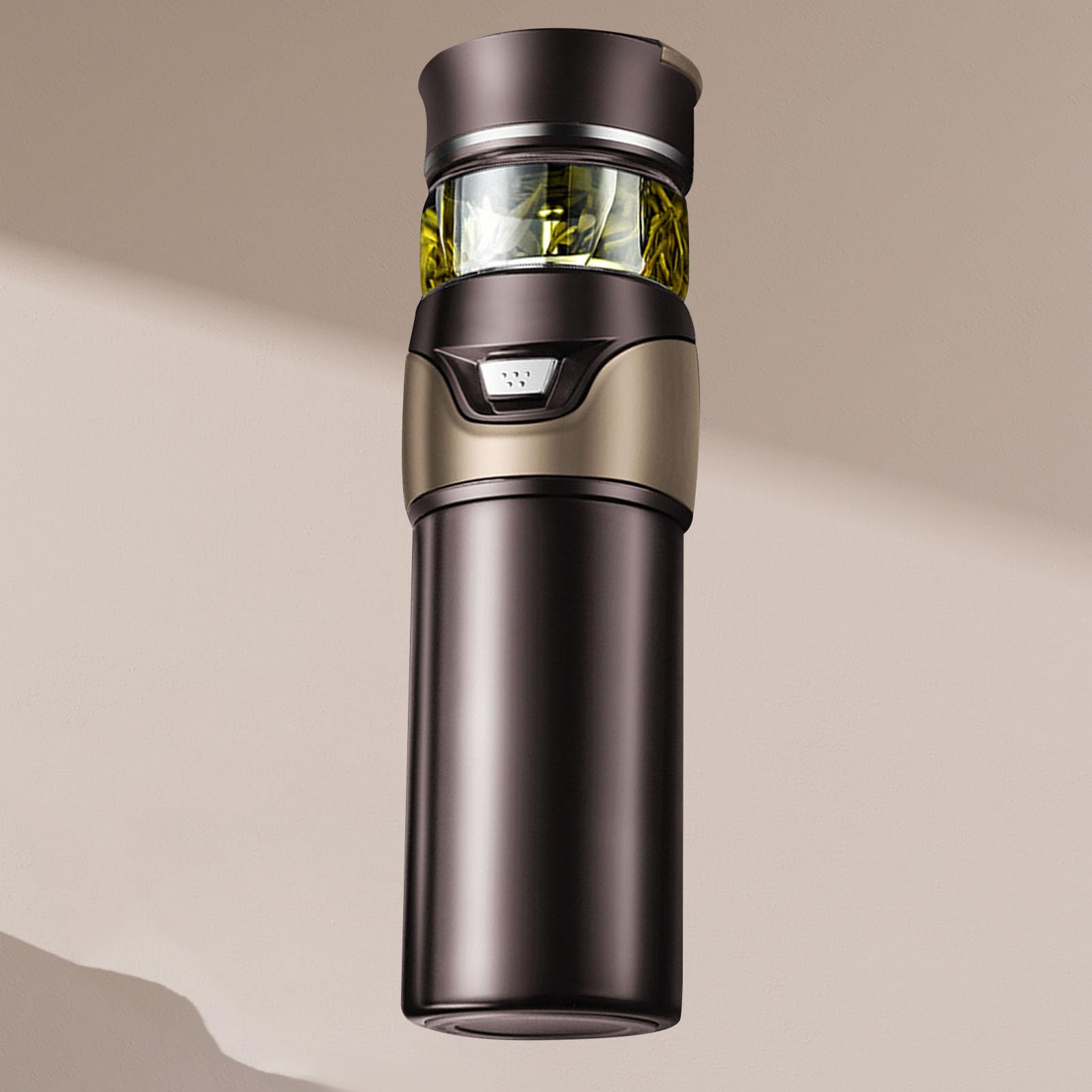 Taza de Viaje para té, Botella de té de Acero Inoxidable con Infusor, Diseño de Doble Pared, Elegante Juego de Tazas para un Aislamiento Duradero (BROWN)