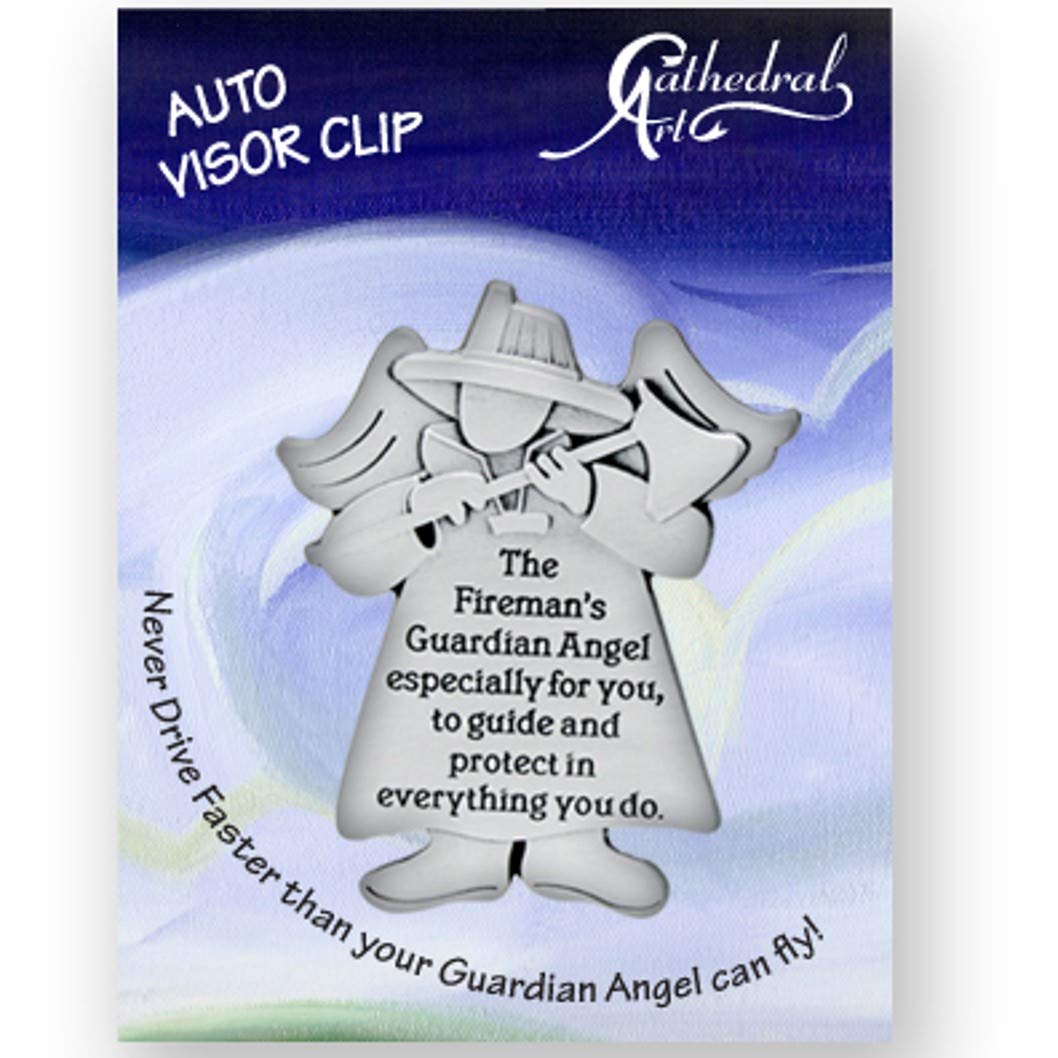 Cathedral Art (Abbey & CA Gift Angels at Work and Play Visor Clip, Fireman, Small, Silver