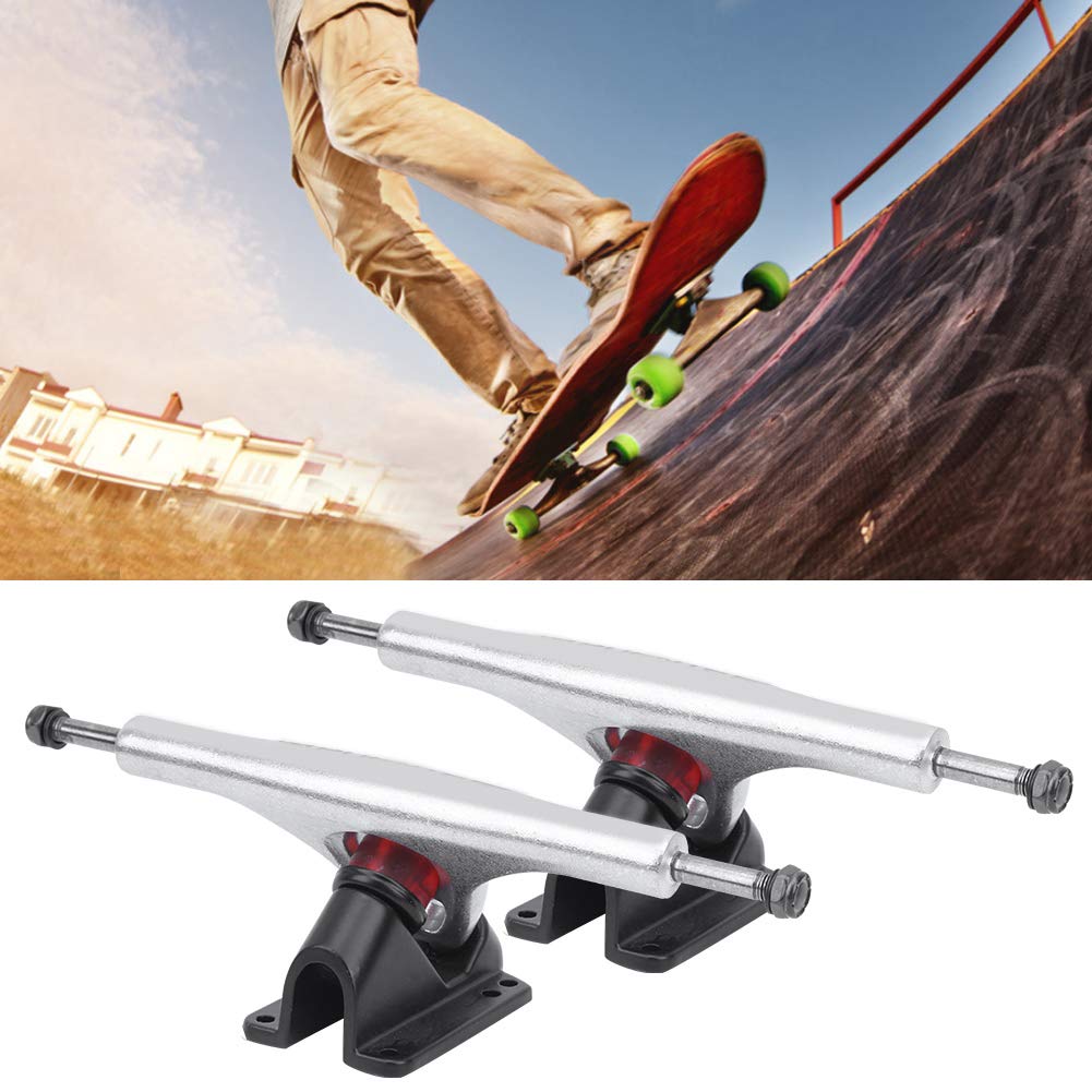 Tiiyee Eje de Monopatín, Longboard Camiones Patinar Aleación Aluminio Longboards Trucks Skateboard Truck Transmisión Skate Trueno Pulido Ejes Monopatines para Accesorio Monopatíns(Plata)