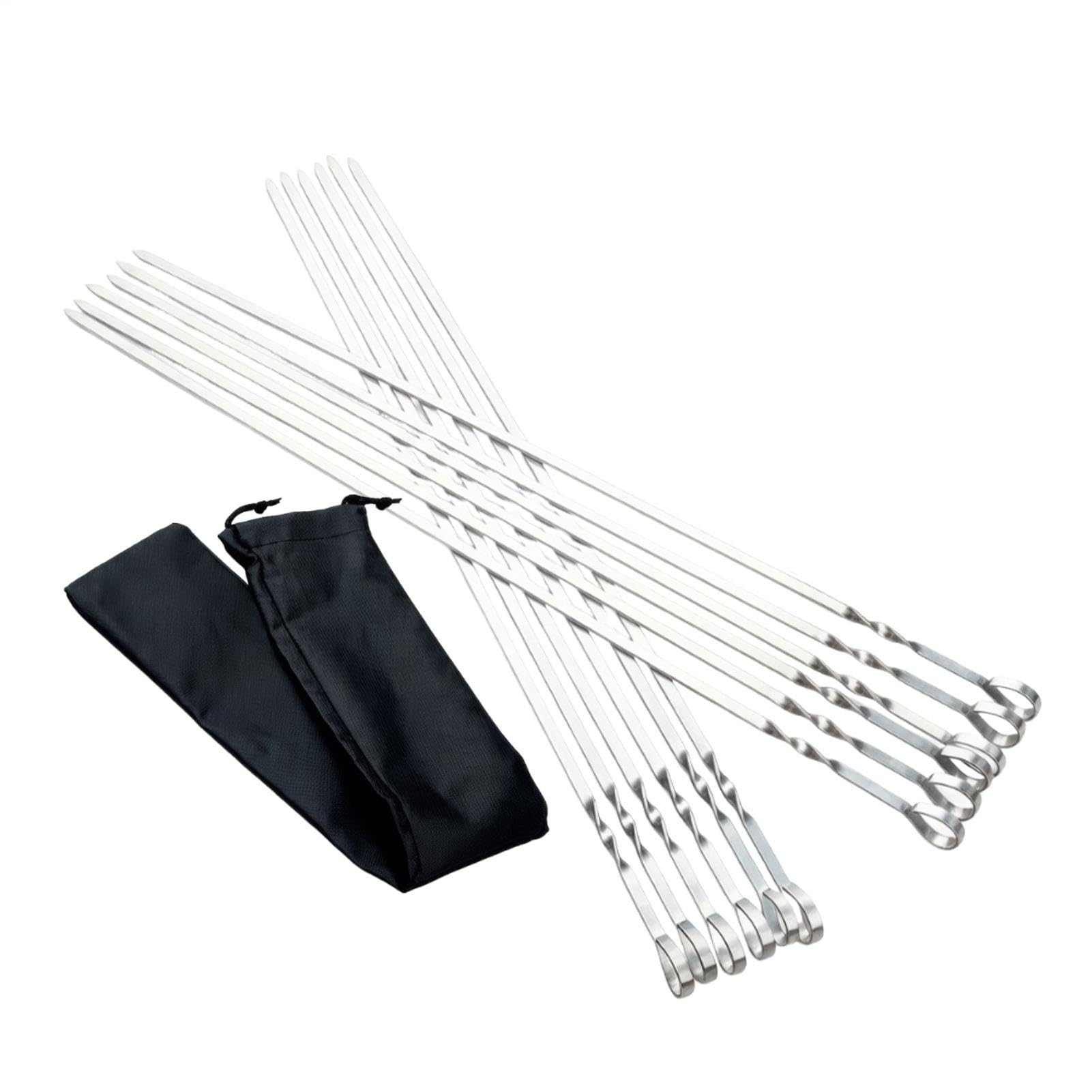 Pinchos de metal para barbacoas largas y planas de acero inoxidable