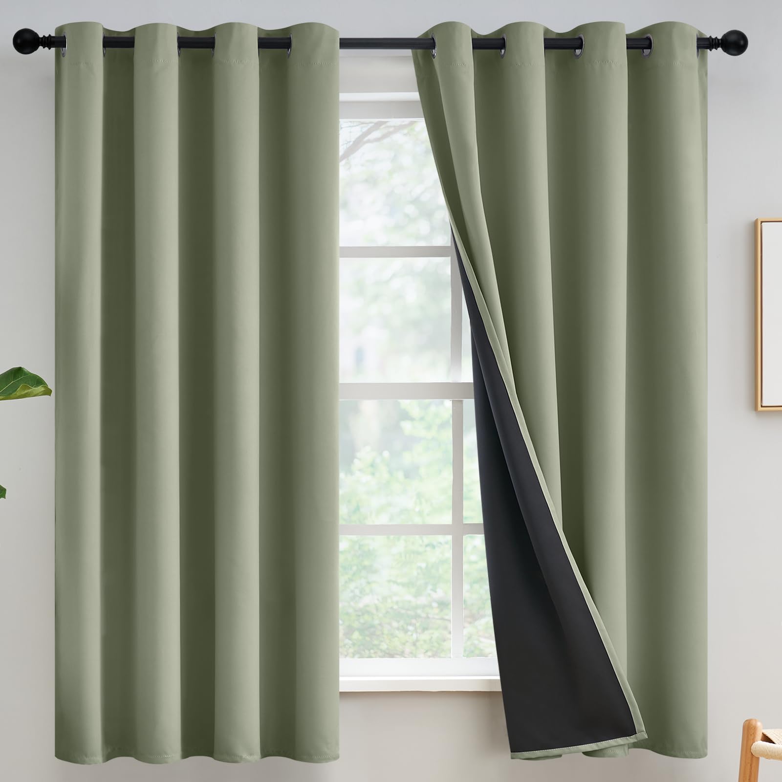 Yakamok Full Shade Curtain Panels,Thermal Insulated & Energy Efficiency Window Draperies for Guest Room, Full Blackout Curtains & Drapes for Shift