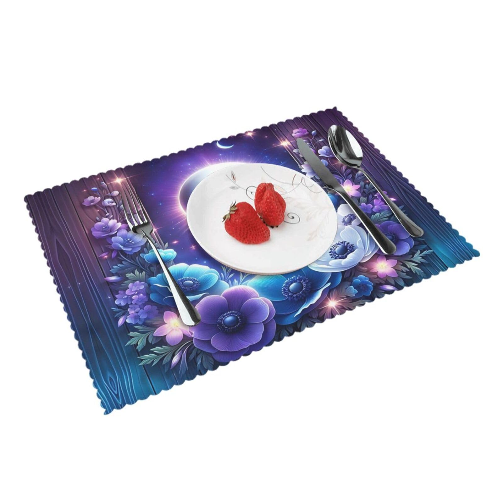 Floral Cross Placemats Set of 4 Print Table Mats Place Mats Table Decor for Kitchen Dining 12X18 in