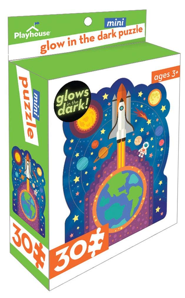 Playhouse Glow in The Dark Blast Off 30-Piece Die-Cut Shaped Mini Puzzle for Kids - Image 5