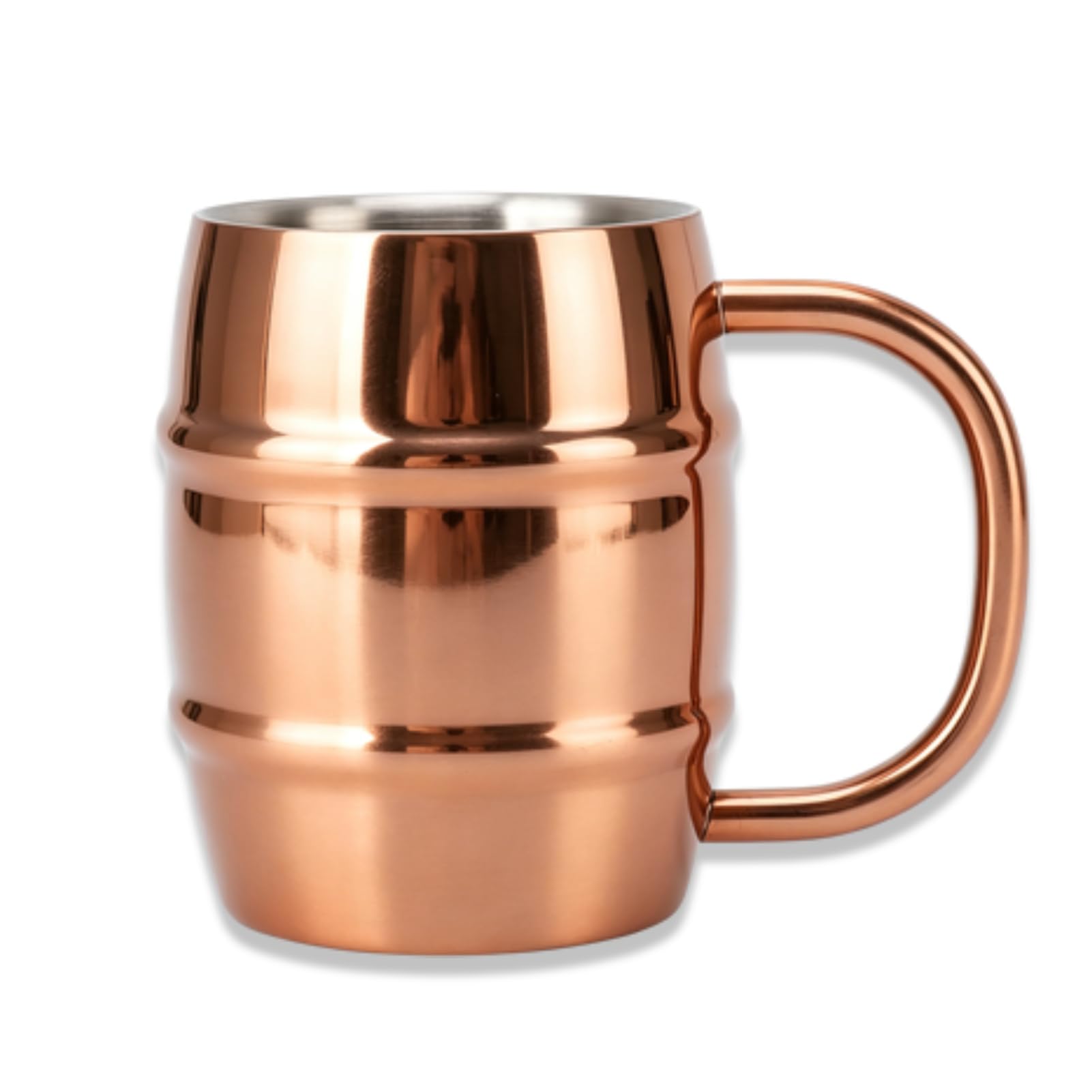 Mug en métal avec poignée double paroi isolée sous vide finition dorée